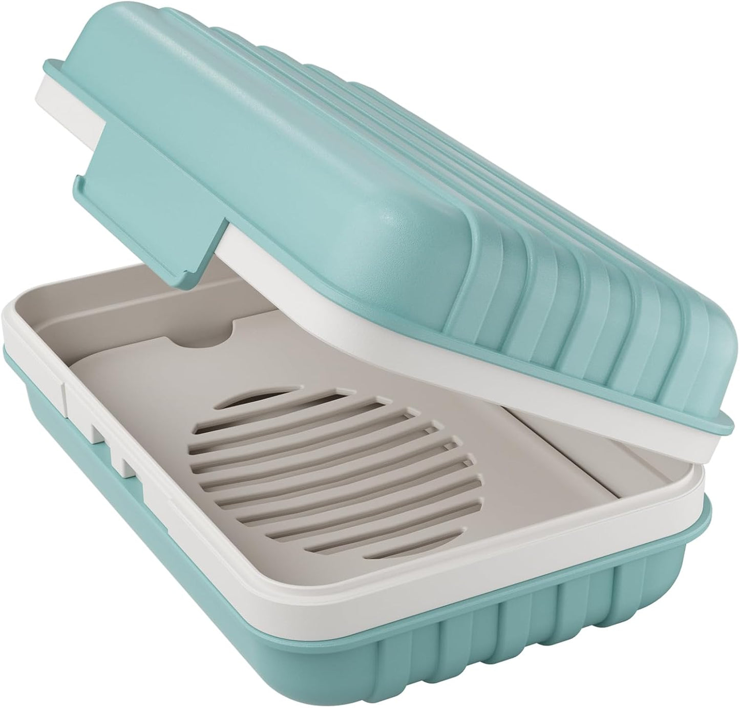 Quatish Bar Soap Holder Dish 1 Pack for Shower, Travel Soap Case with Lid for Gym, Camping Essentials, Hiking, Travel Size Toiletries, Portable, Leakproof, Blue