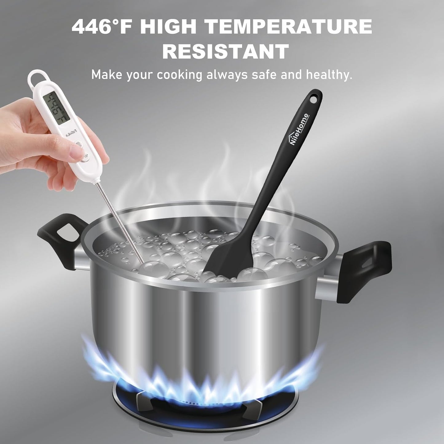 NileHome Silicone Spatula Set, 6 Pieces Food Grade Kitchen Utensils with Silicone Brush Heat Resistant BPA-free Rubber Spatula for Scraping, Baking, Cooking, Mixing