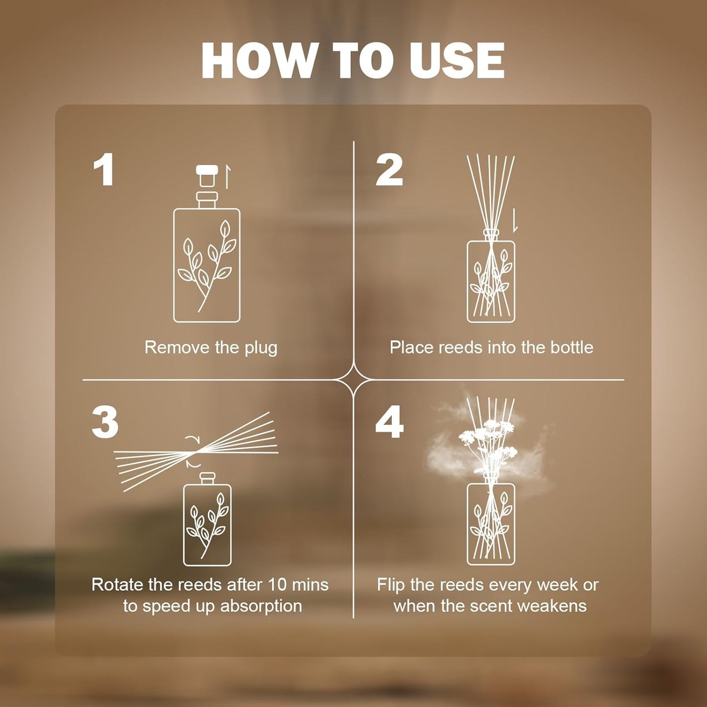 Wood & Willow Reed Diffuser Set with Dried Flowers, 5 fl. oz., Long-Lasting Home Fragrance - Wild Rose & Oud, Red Berry & Oak, Bergamot & Amber, Decorative Floral Design (Bergamot & Amber)