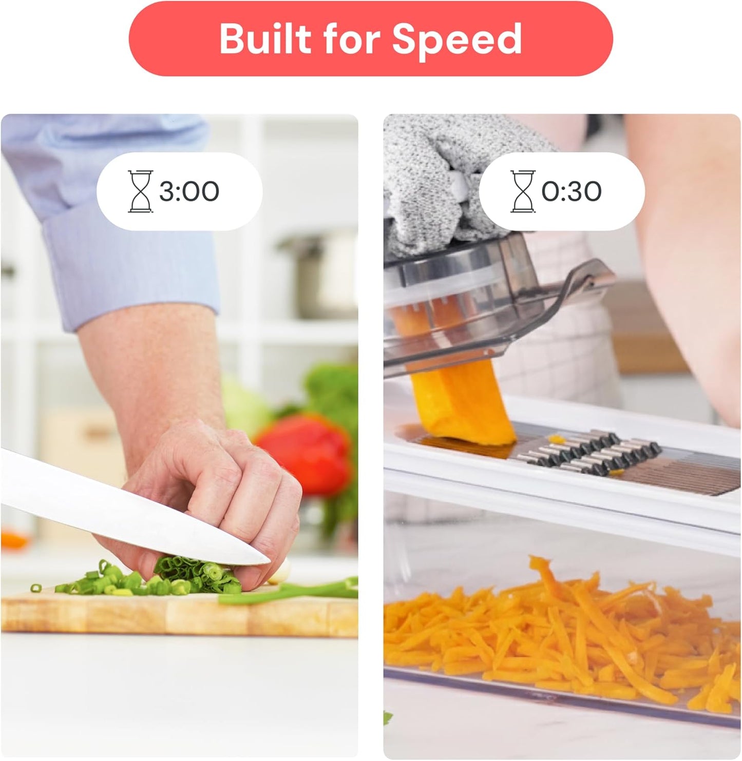 Fullstar Mandoline Slicer for Kitchen, Fruit Cutter, Cheese Grater, Cucumber Slicer, Veggie Spiralizer, Food Cutter & Kitchen Gadgets & Gifts with Safety Glove (6 in 1, White)