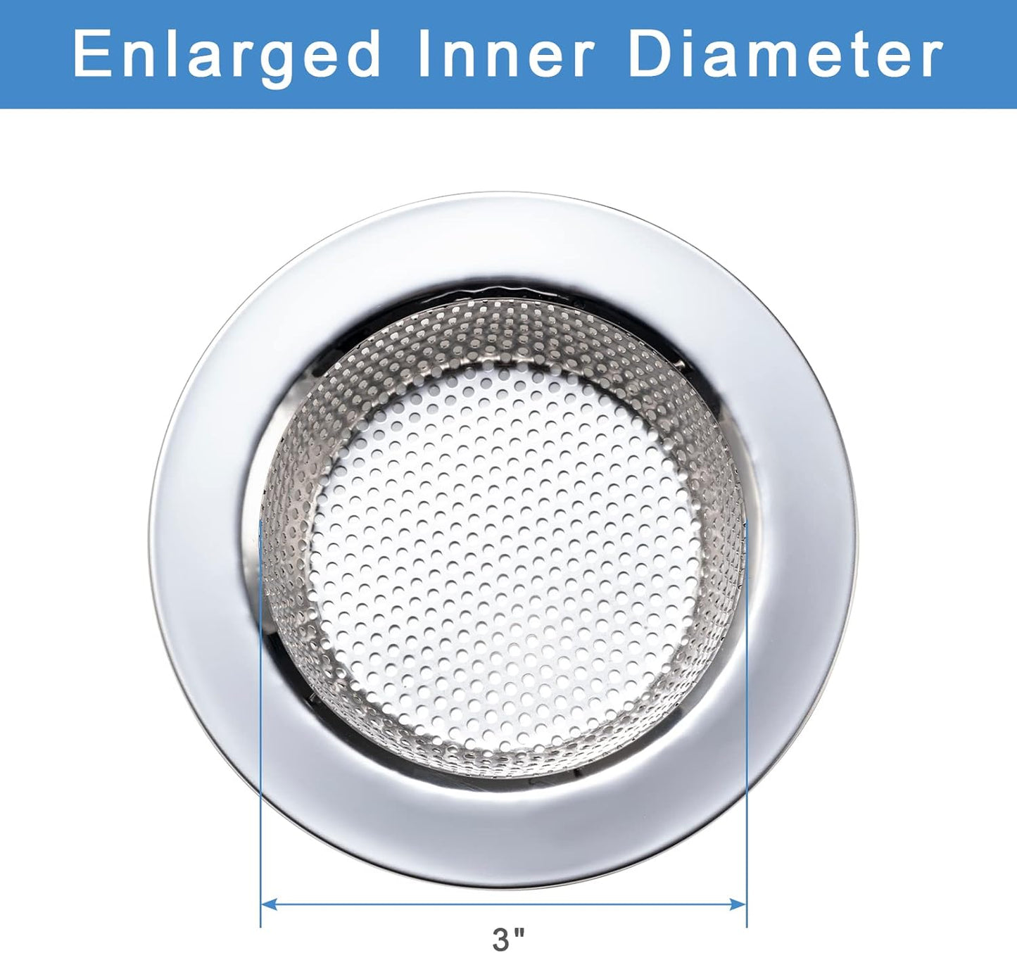 Honmein 2 Pcs Sink Strainer for Most Kitchen Sink Drain Basket, Upgraded Double-Layer Safe Design Kitchen Sink Strainer (Outer Diameter 4.5 Inch)