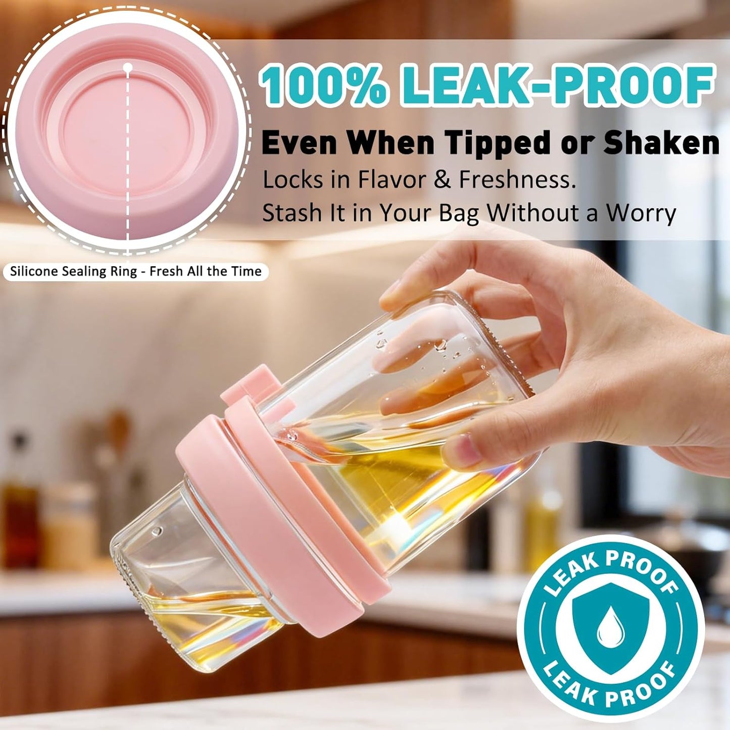 4 Pack Overnight Oats Containers with Lids and Spoons, 20 oz (16+4) Overnight Oats Jars with Dry and Wet Separation for Oatmeal Cereal Fruit Salad Yogurt, Dual-Layer Yogurt Containers with Lids