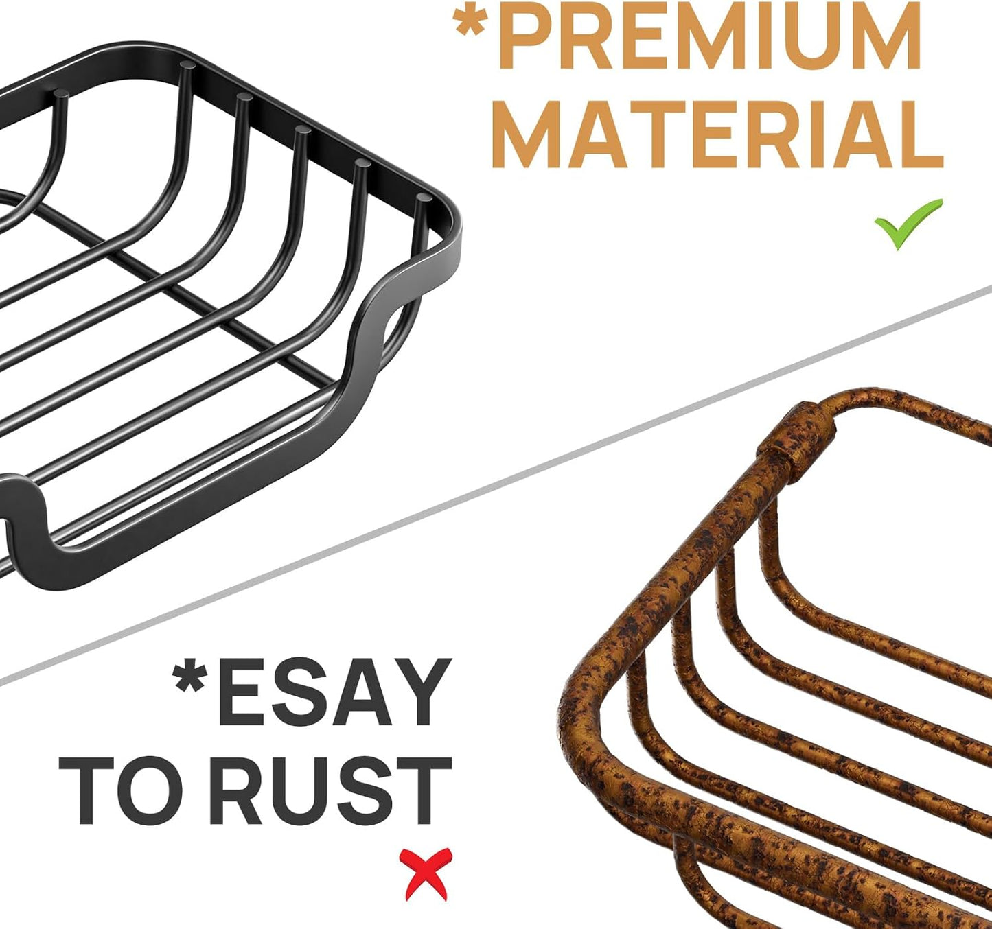 LEVERLOC Soap Dish, Soap Bar Holder for Shower Suction Cup Wall Mounted, Stainless Steel No-Drilling Removable Waterproof Sponge Holder for Bathroom Bathtub Kitchen Sink, Keep Dry, Black