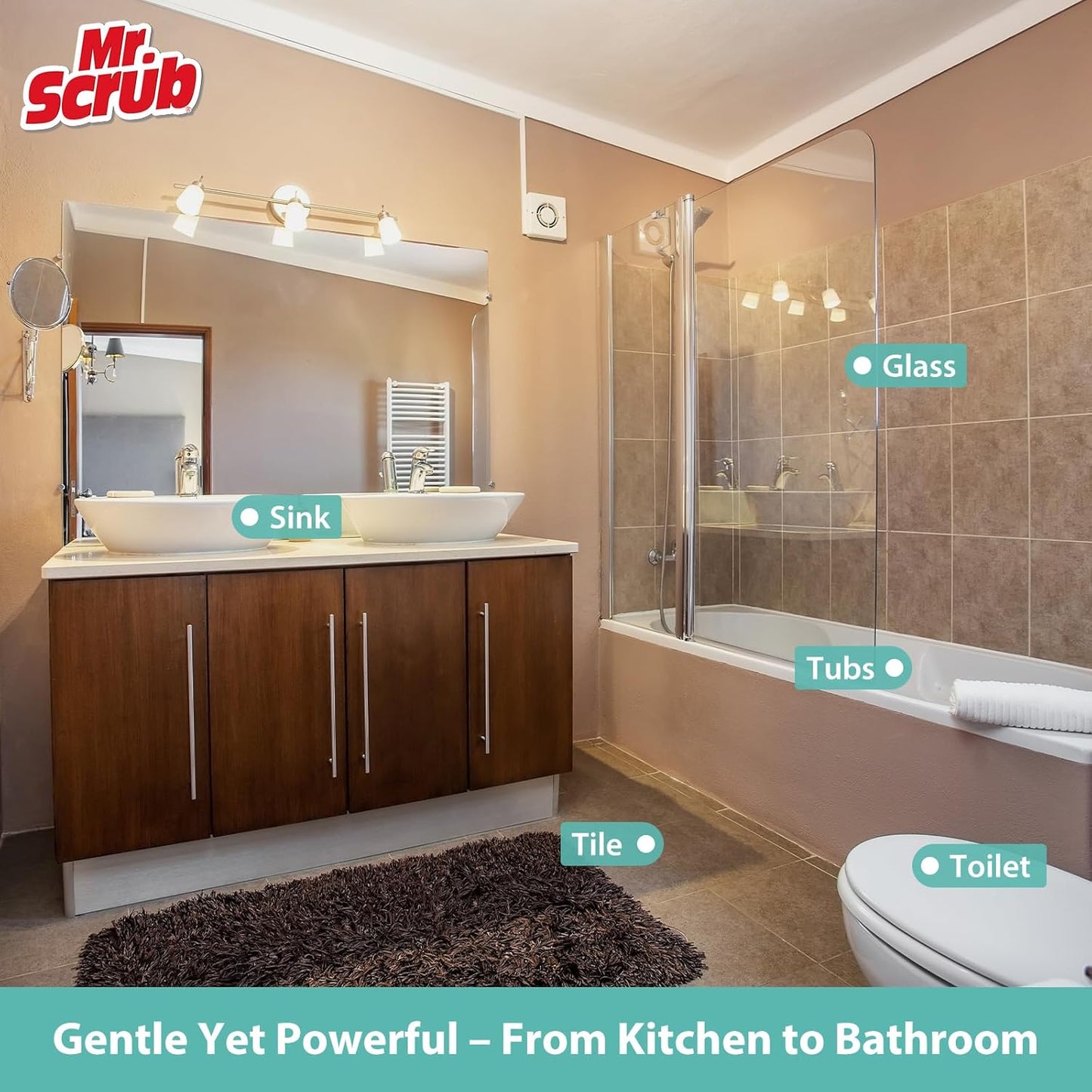 Mr. Scrub All-Purpose Sponges, Non Scratch, for Washing and Cleaning Dishes, Premium Scrub and Scrubbers, 12 Pads, Ideal for Kitchen, Bathroom