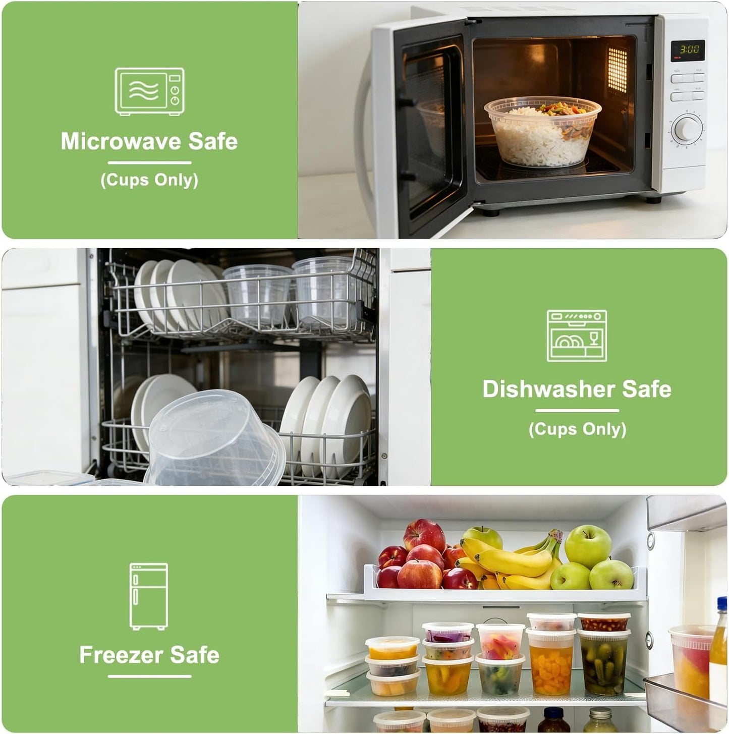 120 Sets (220-Piece) Deli Containers with Lids, 32/24/16/12/8 OZ X 20 Set Each,20 Spoons,Leak-Proof Plastic Airtight Takeout Meal Prep StorageBPA Free,Freezer/Microwave/Dishwasher Safe