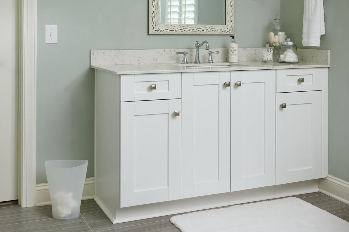 Rubbermaid Spa Works Compact Contemporary Style 9 Quart Indoor Open Vanity Home Trash Container White