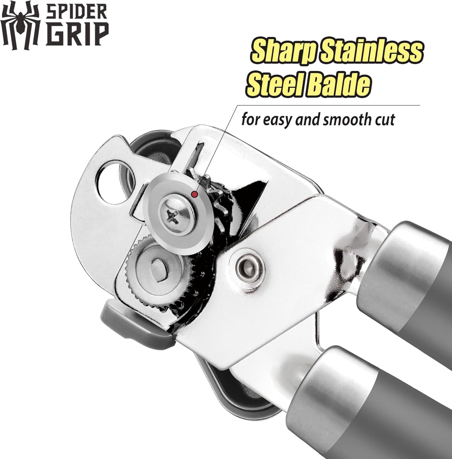 Can Opener, No-Trouble-Lid-Lift Manual Handheld Can Opener with Magnet, Smooth Edge Safe Cut for Beer/Tin/Bottle, Big Turning Knob Anti-Slip Handle Good for Seniors with Arthritis