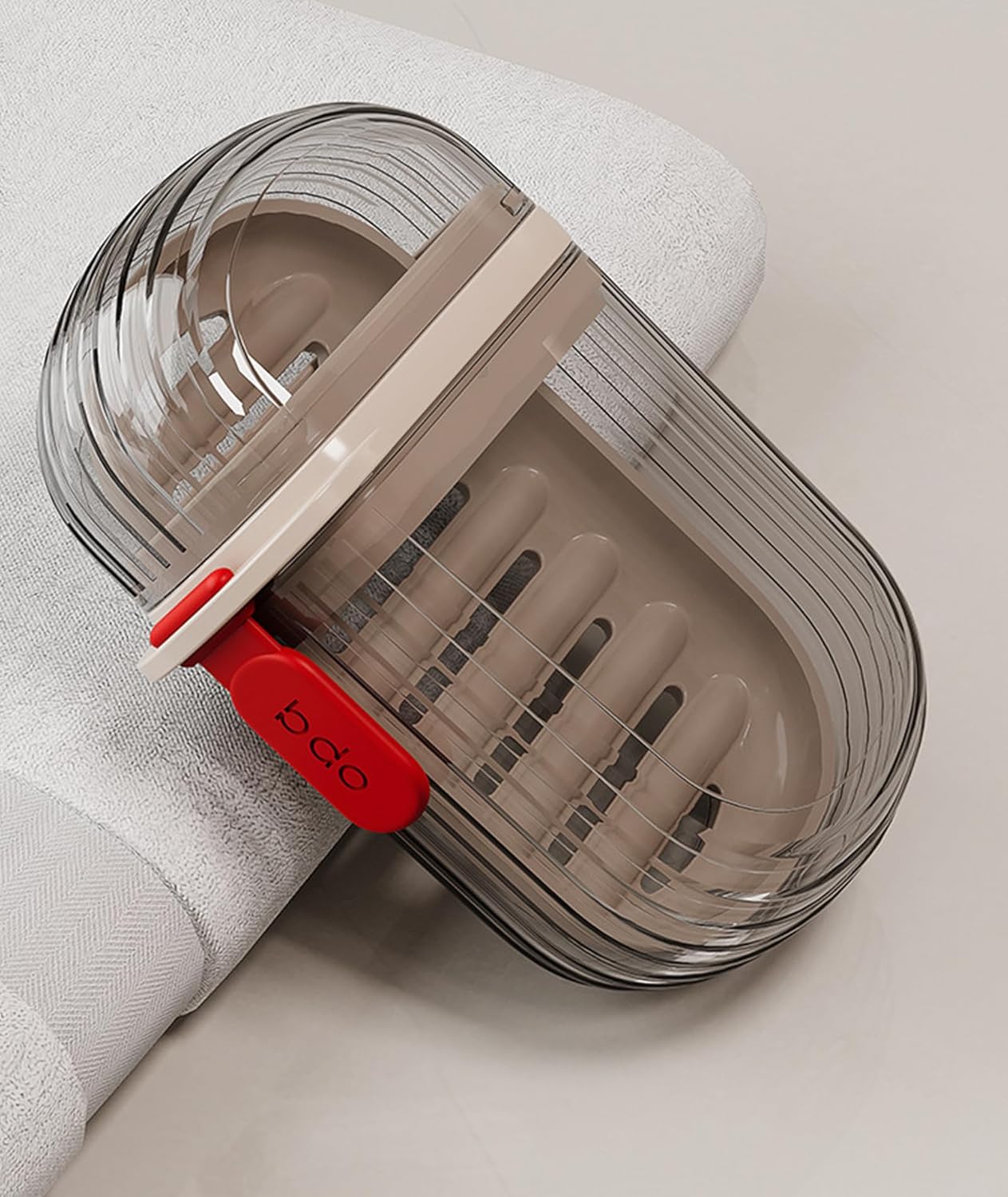 Travel Soap Case, Leakproof Soap Container with Lid, Portable Bar Soap Holder for Traveling, Soap Dish for Bathroom, Shower, Gym, School, Camping, Vacation, Outdoor-Transparent-Black