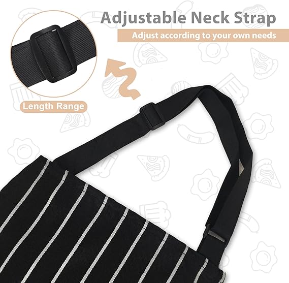 2 Pack Kitchen Aprons, Apron for Cooking with 2 Pockets, Unisex Adjustable Neck Strap Chef Aprons for Men Women