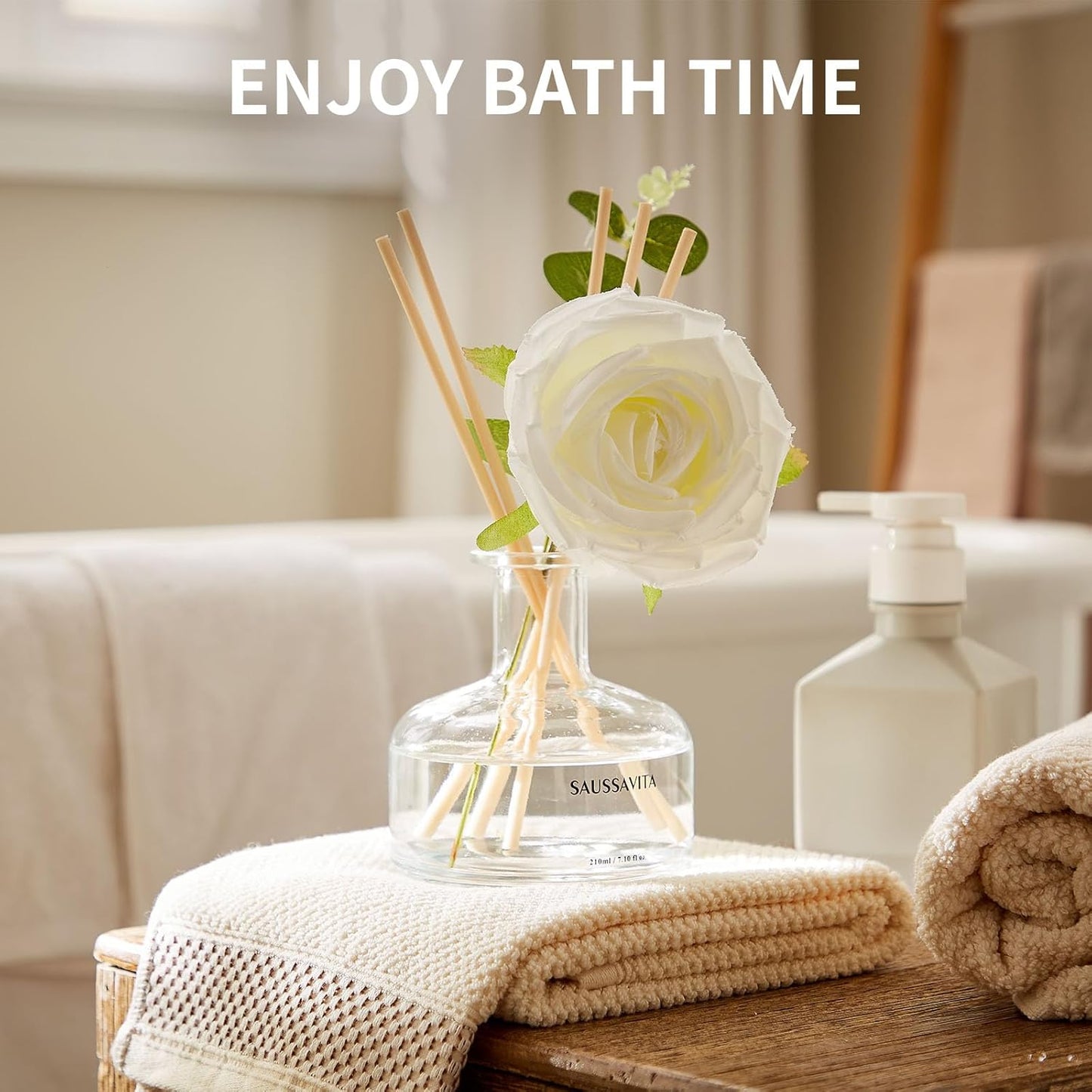 Reed Diffusers Set, 7.10 oz Flower Scented Diffuser with 7 Sticks, Long Lasting Home Fragrance for 120 Days, Perfect for Bathroom, Shelf Decor, Air Fresheners