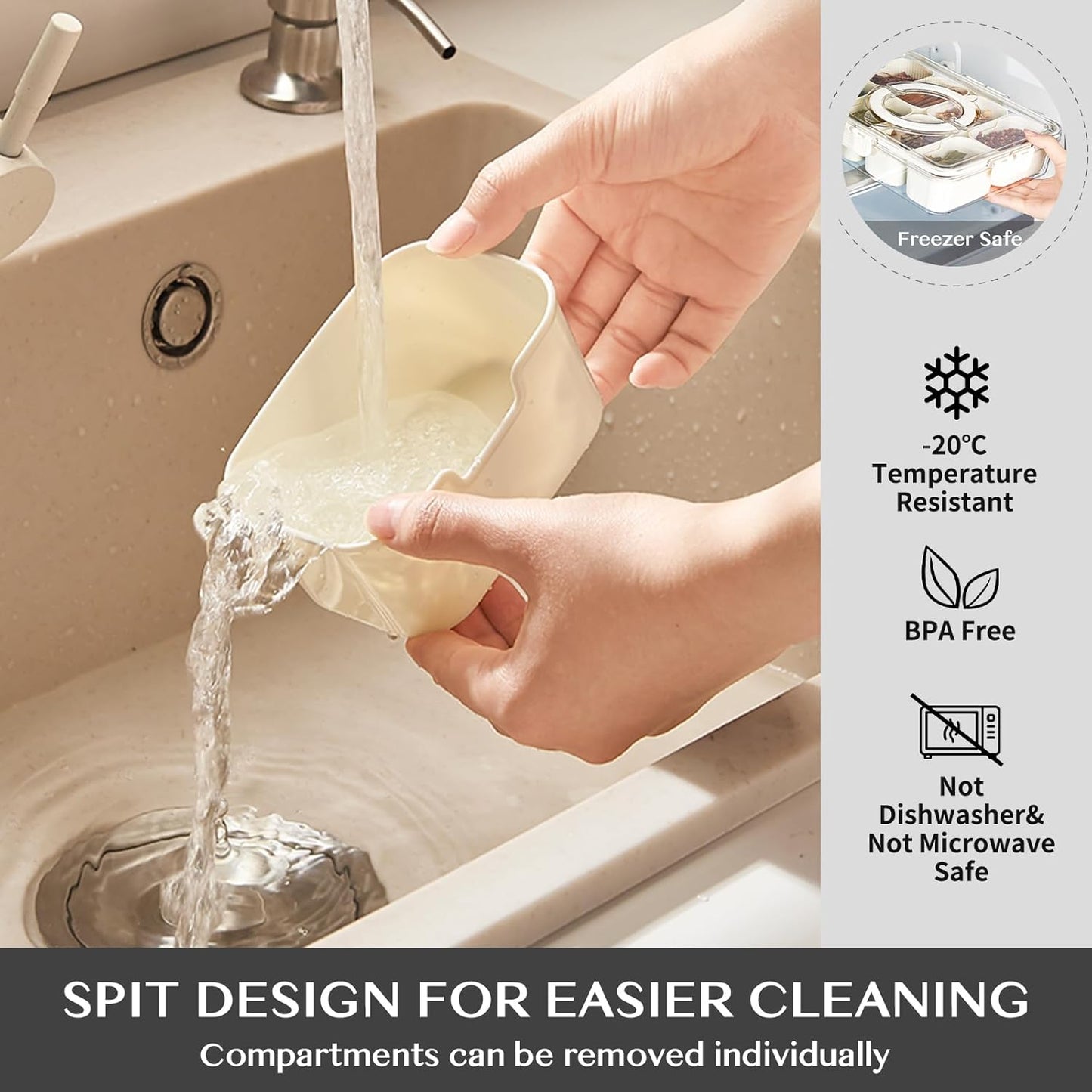 Snackle Box Container,Portable Snack Box 8 Compartment Divided Serving Tray with Lid,Clear Storage Organizer for Fruit Candy Nuts Veggie-Perfect for Road Travel Party (1 Pack-8 Compartments)