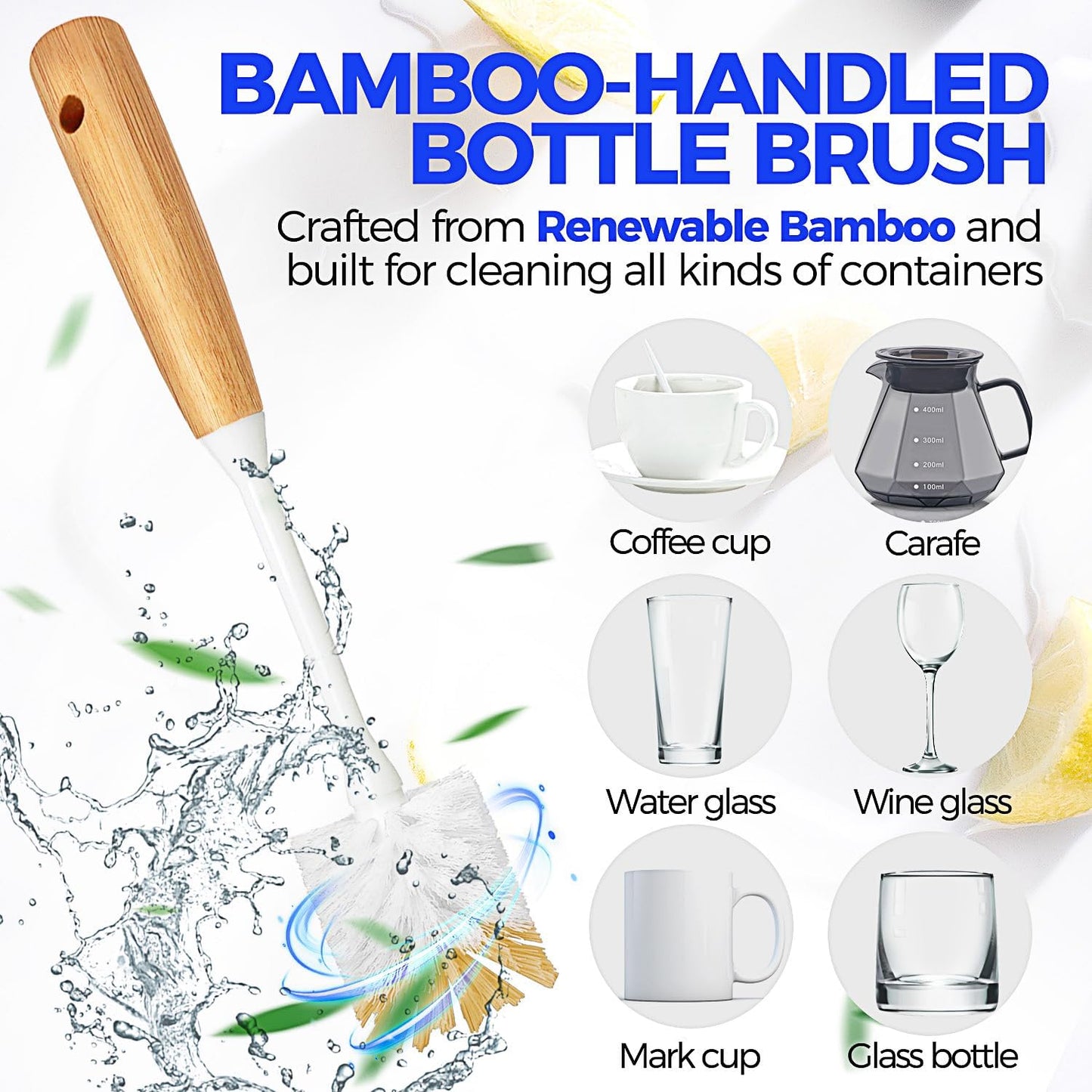 Holikme 6 Pack Dish Brush Kitchen Brushes Set with Vegetable Palm Brush, Bottle Brush, Dish Brush and Straw Brush, Fruit Cleaning Brushes for Cleaning Potato Skillet Wok Pot Pan Cast Iron, Yellow