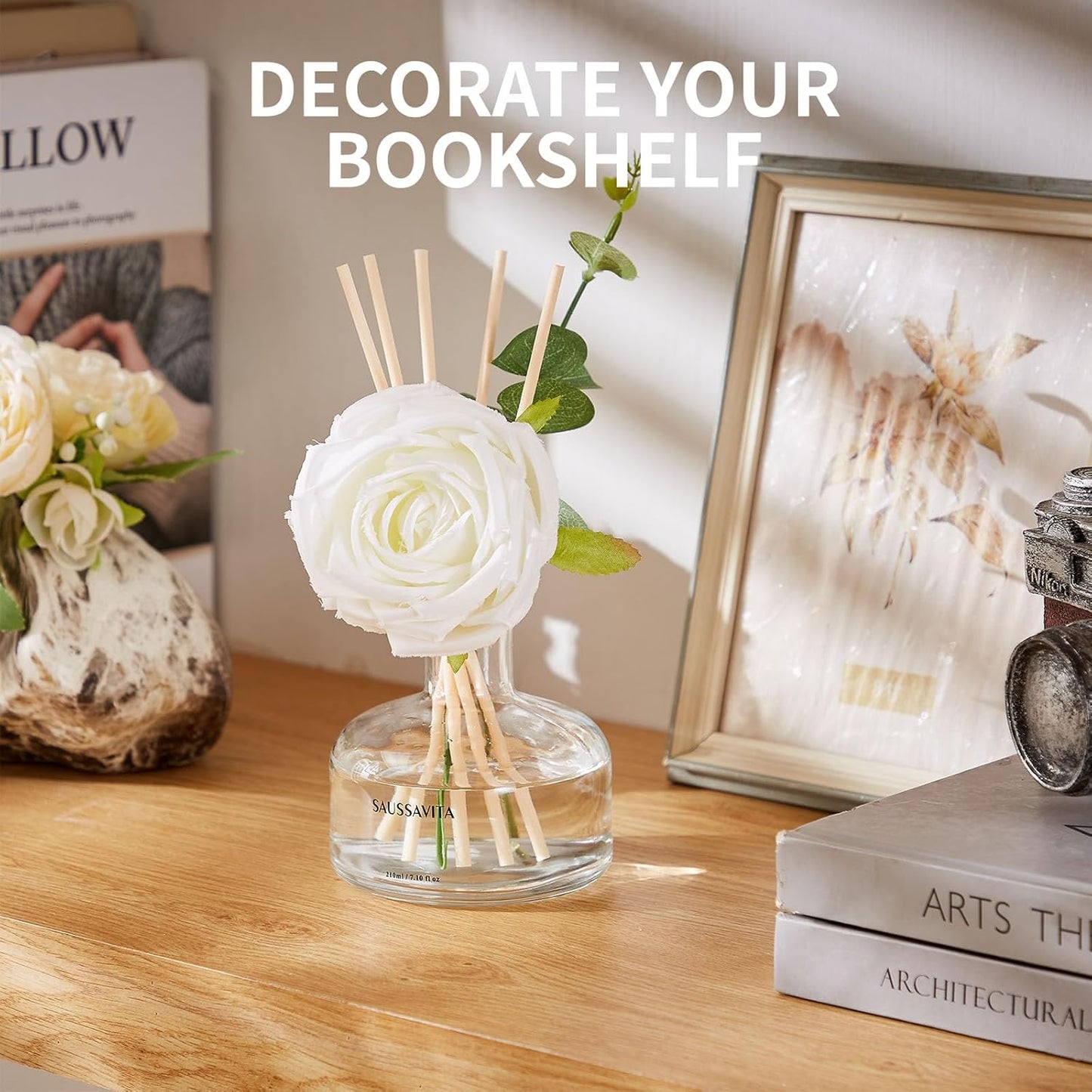 Reed Diffusers Set, 7.10 oz Flower Scented Diffuser with 7 Sticks, Long Lasting Home Fragrance for 120 Days, Perfect for Bathroom, Shelf Decor, Air Fresheners