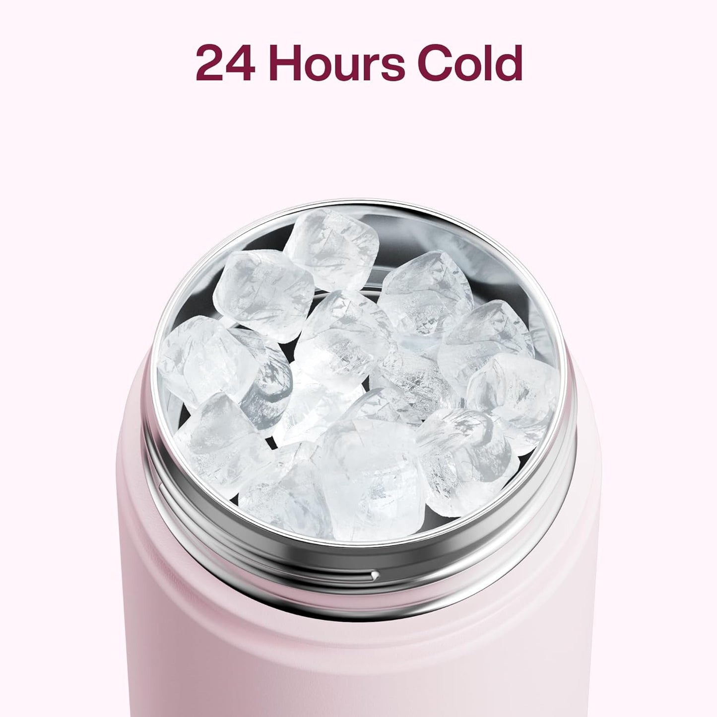 ENCOOL Insulated Water Bottle with Straw Stainless Steel Water Bottle, Leak-Proof, BPA-Free, Double Wall Vacuum Keeps Cold for 24 Hours for Sports, Travel, School (26 oz, Cotton Candy)