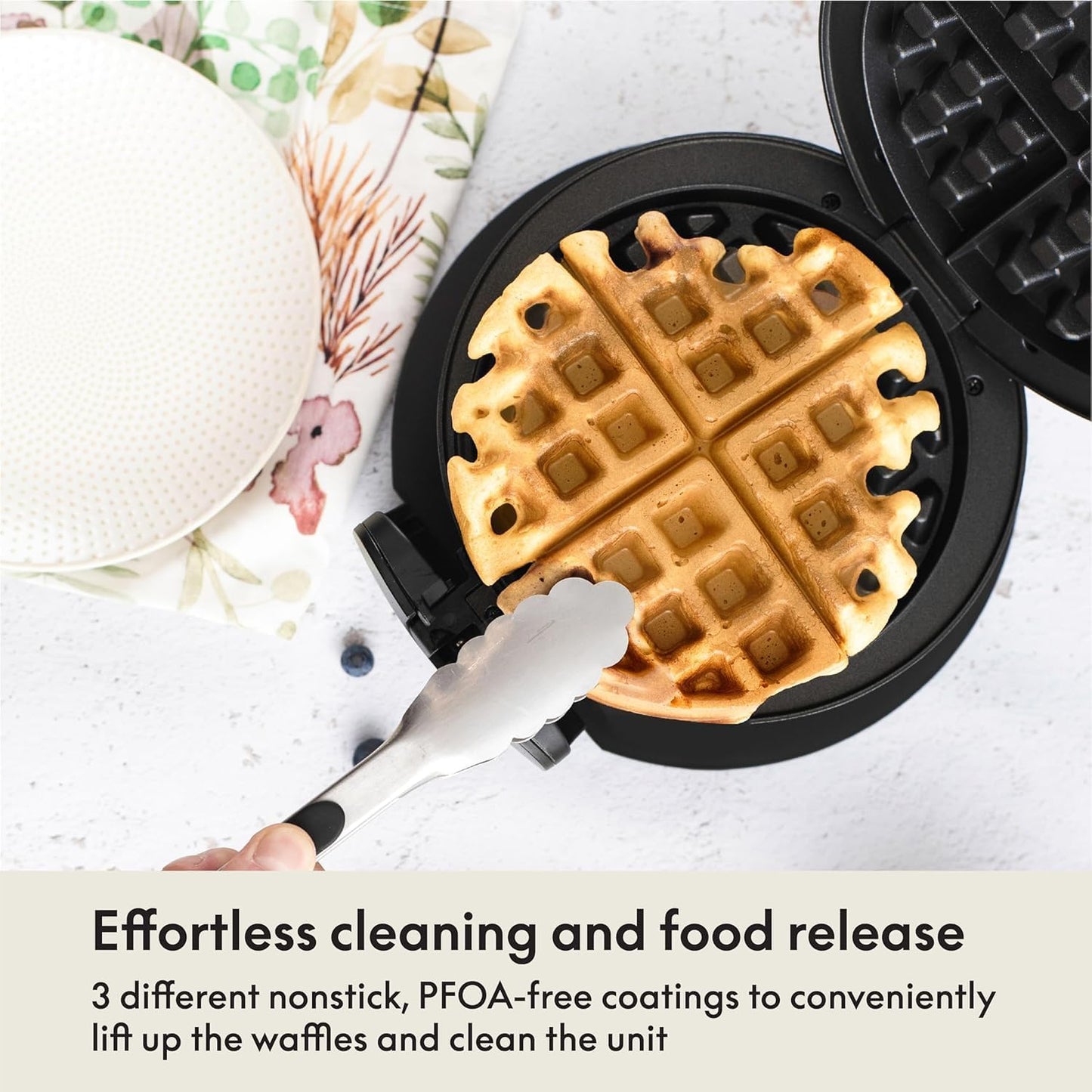 bella Classic Rotating Belgian Waffle Maker with Nonstick Plates, Removable Drip Tray, Adjustable Browning Control and Cool Touch Handles, Black
