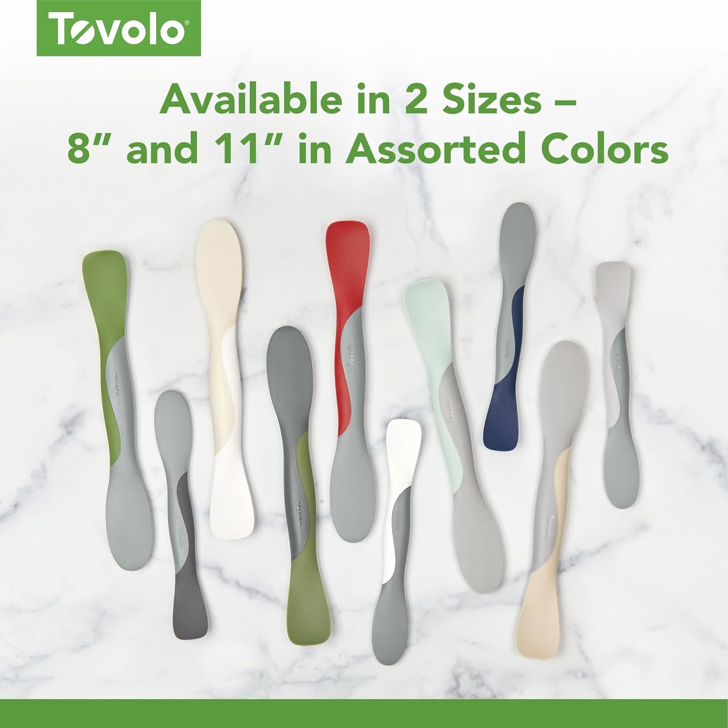 Tovolo Scoop and Spread Large Dual End Silicone Sandwich Spreader Tool with Nylon Handle, BPA Free Dishwasher Safe Silicone and Nylon Tool for Spreading and Scooping, Blue Haze and Oyster Gray