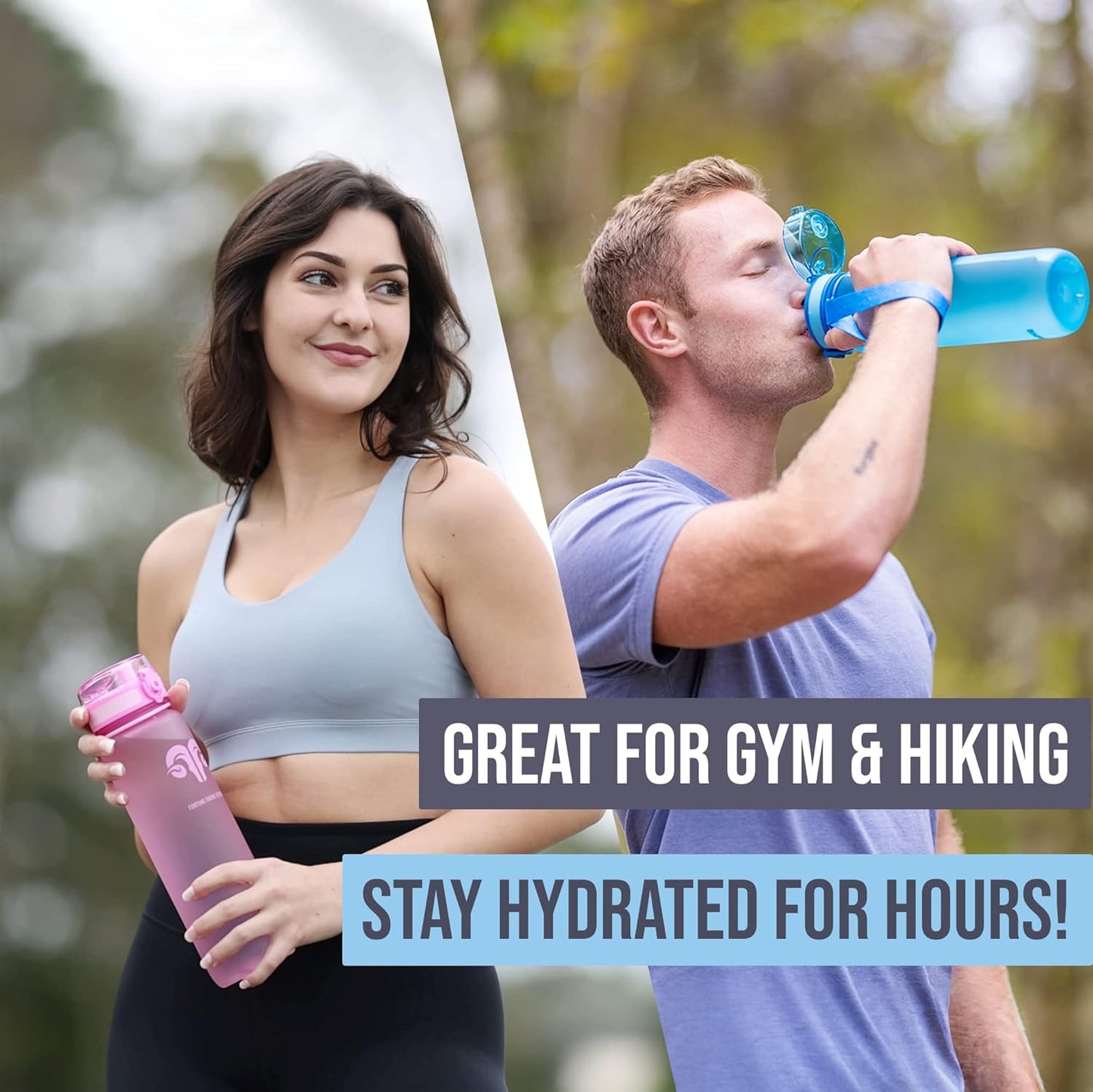 Embrava Sports Water Bottle - 32oz Large - Fast Flow Quick Sip Lid - BPA & BPS Free - Leakproof, Flip Top - Lightweight & Sturdy Tritan Plastic - Strainer for Fruit & Ice