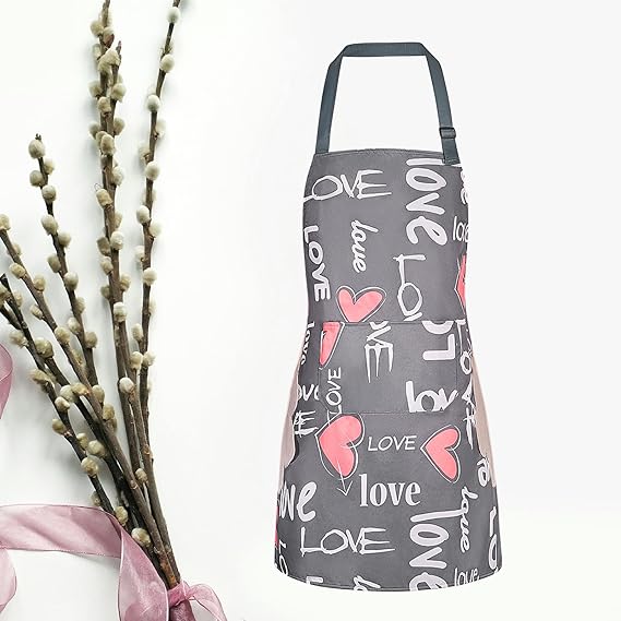 DILLMAN 2 Pack Floral Aprons with Pocket Blooming Womens Waterproof Adjustable Cooking Aprons Kitchen Gardening Salon