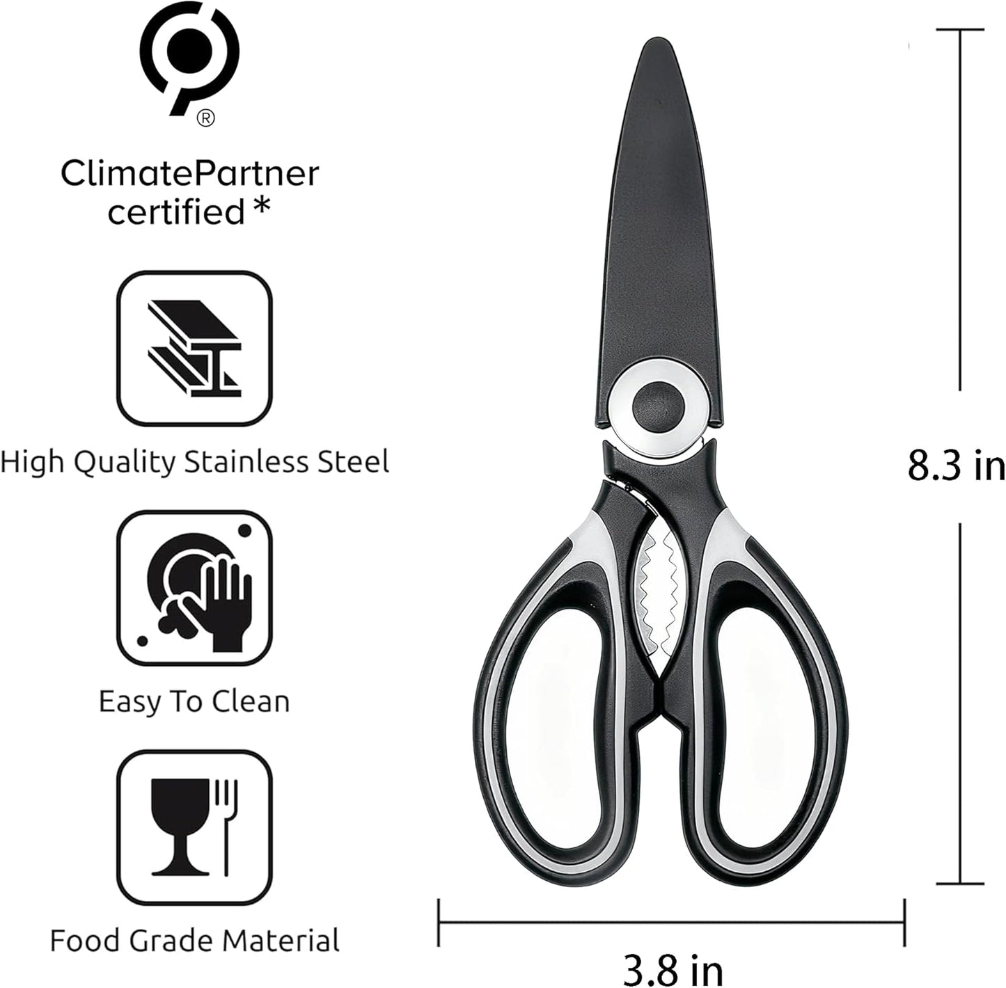 Kitchen Scissors All Purpose 3 Pack - Heavy Duty Stainless Steel Cooking Shears for Cutting Meat, Food, Fish, Poultry Multipurpose Sharp Sissors for Dishwasher Safe