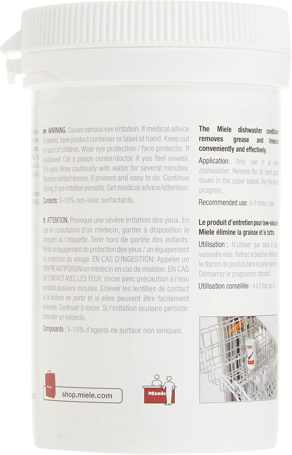 Miele Genuine DishClean Dishwasher Cleaner, Care Product for the Optimal Functioning of Dishwashers, Removing Odors and Limescale Deposits, 5.6 oz – 9959340