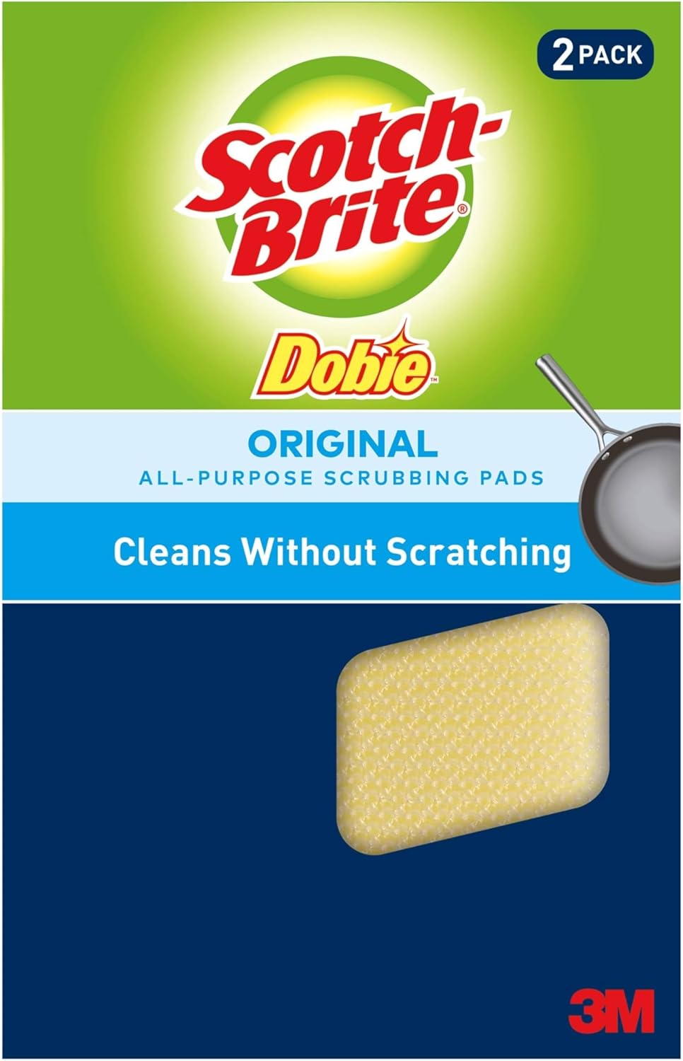 Scotch-Brite Dobie Pads, Dobie Sponge for All Purpose Cleaning of Kitchen, Bathroom, and Household, Non Scratch Dobie Cleaning Pads Safe for Non-Stick Cookware, 12 Dobie Pads