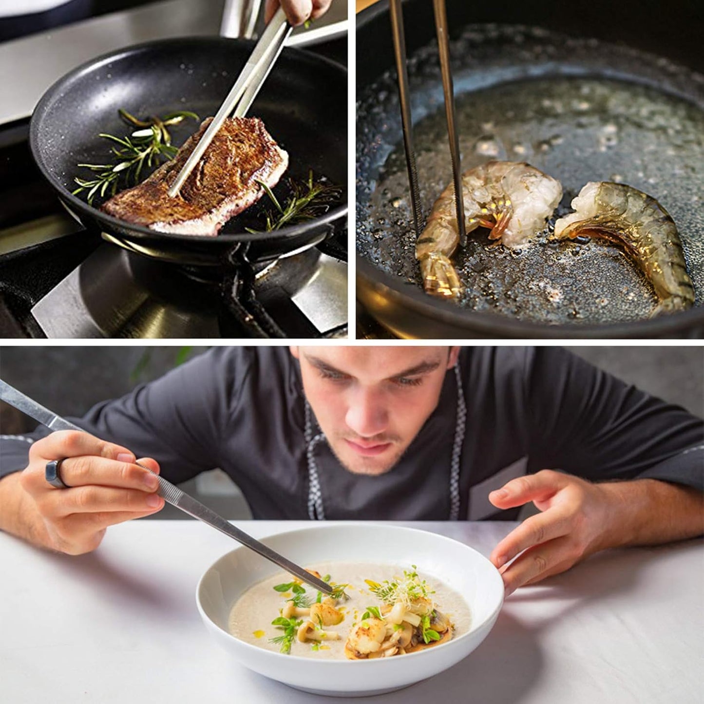 2 Pcs 12-Inch Fine Tweezer Tongs,Extra-Long Stainless Steel Tweezers Tongs