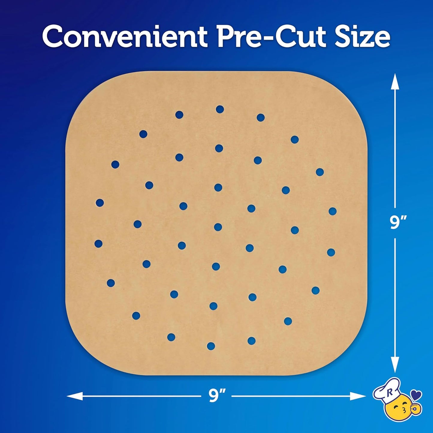 Reynolds Kitchens Air Fryer Liners Disposable, Unbleached Parchment Paper Sheets, 50 Count