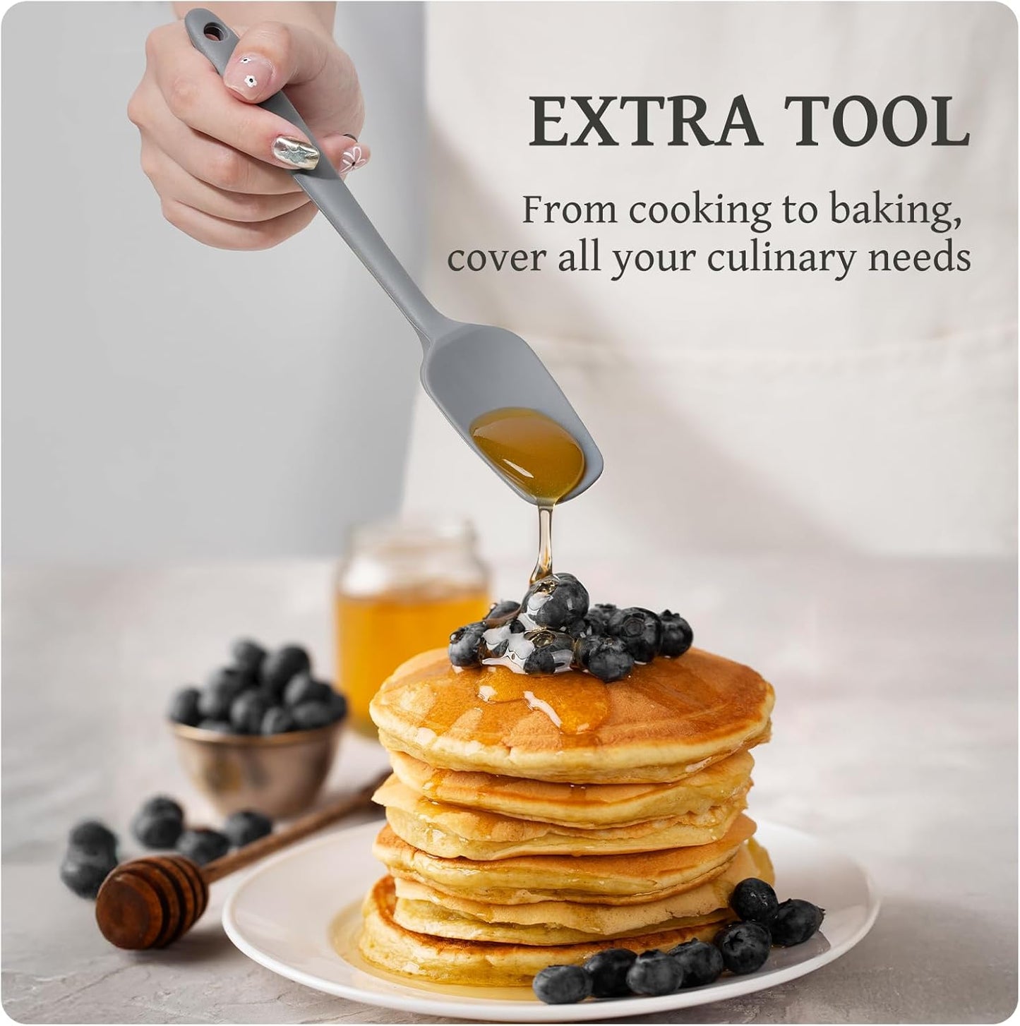 Kikcoin 43Pcs Large Kitchen Utensils Set - Silicone Cooking Utensils Set, Dishwasher Safe Spatula Set for Non-stick Cookware, 446°F Heat Resistant Kitchen Utensils Set with Holder BPA Free, Grey