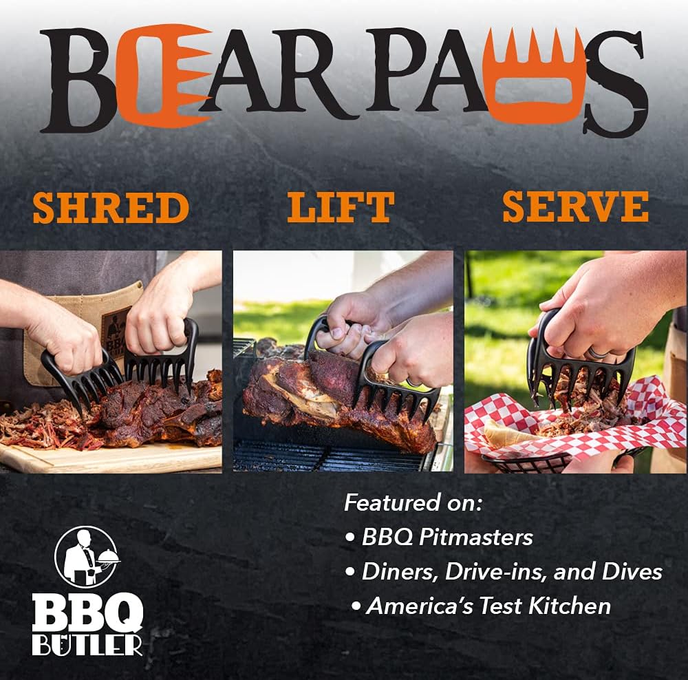 Bear Paws Meat Claws - The Original BBQ Meat Shredder Claws for Pulled Pork, USA Made - Easily Lift, Shred, Pull and Serve Pork, Chicken, Brisket and Turkey - Valentine’s Day Gifts for Men (Teal)