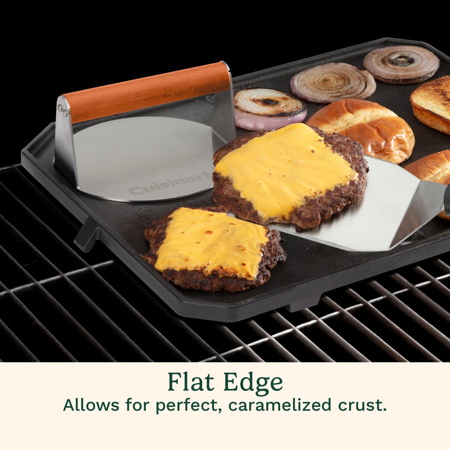 Cuisinart 6" Stainless Steel Smashed Burger Press, Juicy and Crispy Burgers for BBQs, Cookouts