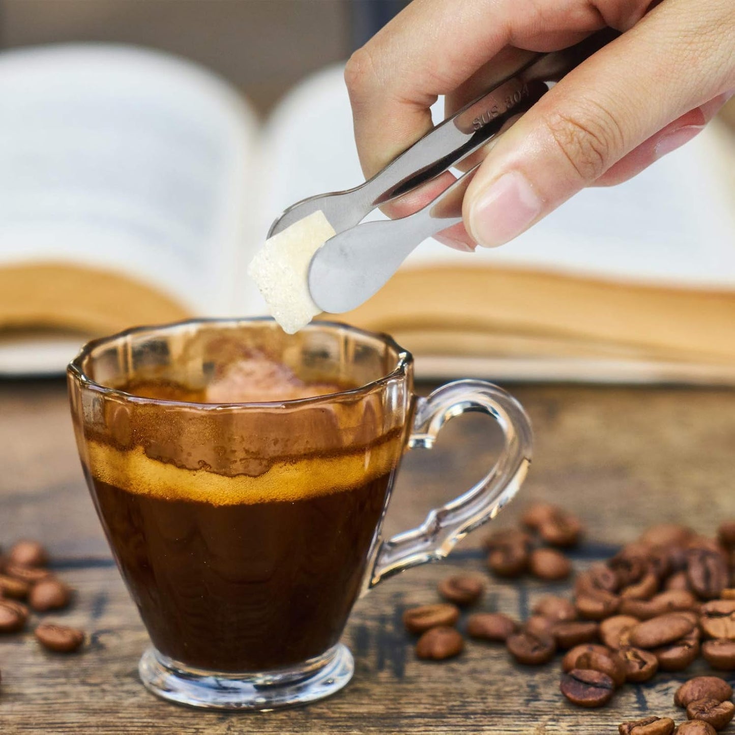 6PCS Ice Tongs Mini Sugar Tongs 4.25Inch Stainless Steel Kitchen Utensils Set,Small Serving Tong and Tiny Kitchen Tong for Appetizers,Tea Party, Coffee Bar, Desserts by Sunenlyst (Silver)