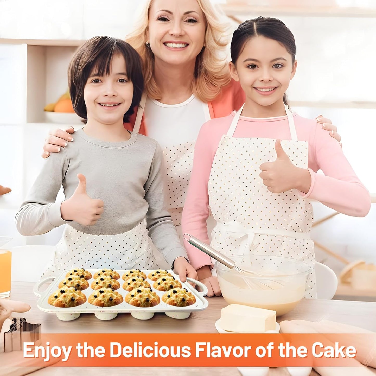 2Pack Silicone Muffin Pan for Baking with Metal Reinforced Frame, 12 Cup Regular Size Cupcake Pan, BPA Free Silicone Muffin Tray, Cupcake Baking Pan Molds for Oven Dishwasher Safe