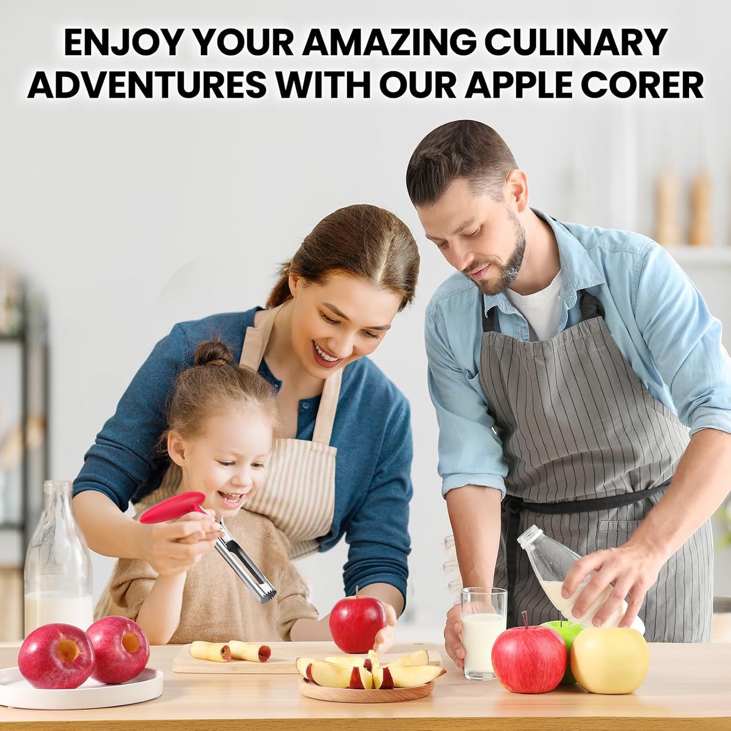 SCHVUBENR Premium Apple Corer Tool - Easy to Use and Clean - Sturdy Apple Core Remover with Sharp Serrated Blades - Stainless Steel Corers for Apple and Pear - Core Fruits with Ease(Red)