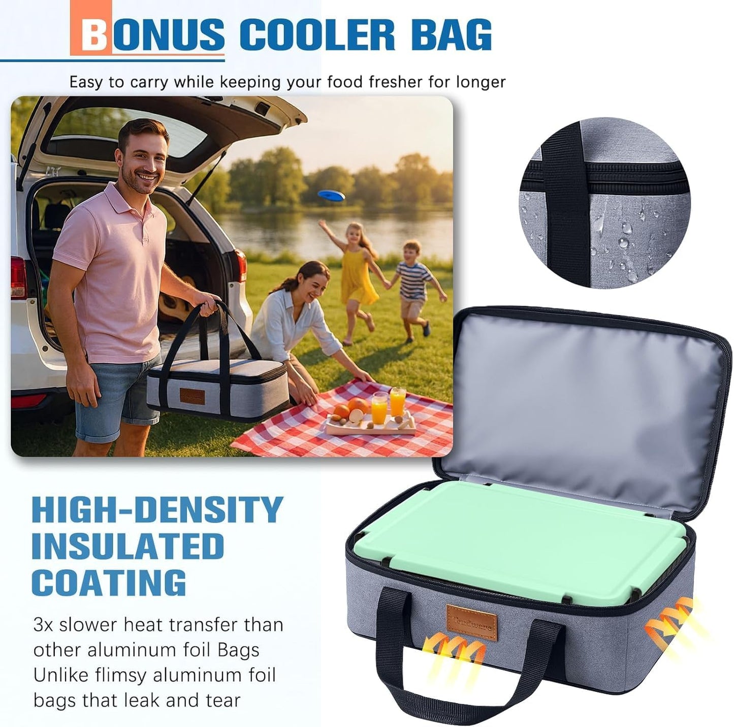 Chilled Portable Snackle Box Container Insulated Bag Keep Food Warm 12 Compartment Divided Serving Tray Reusable Ice Pack Birthday Gift Road Trip Essentials for Charcuterie Snack Picnic