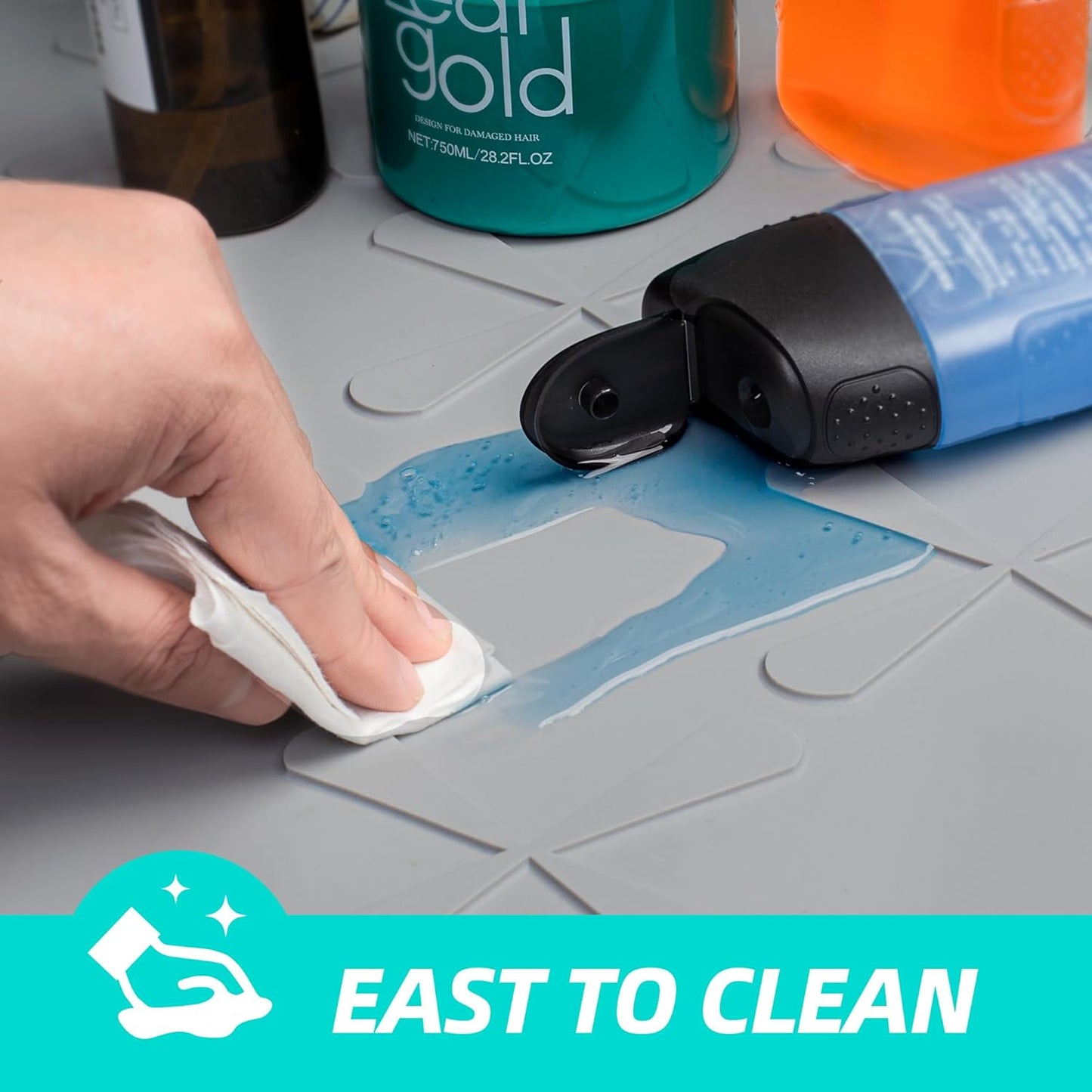 SIKADEER 34" x 22" Under Sink Mat Waterproof, Silicone Mat Kitchen Drawer Shelf and Cabinet Liner, Sink Protector for Kitchen Organizers and Storage, Boot Tray Pet Food Mats