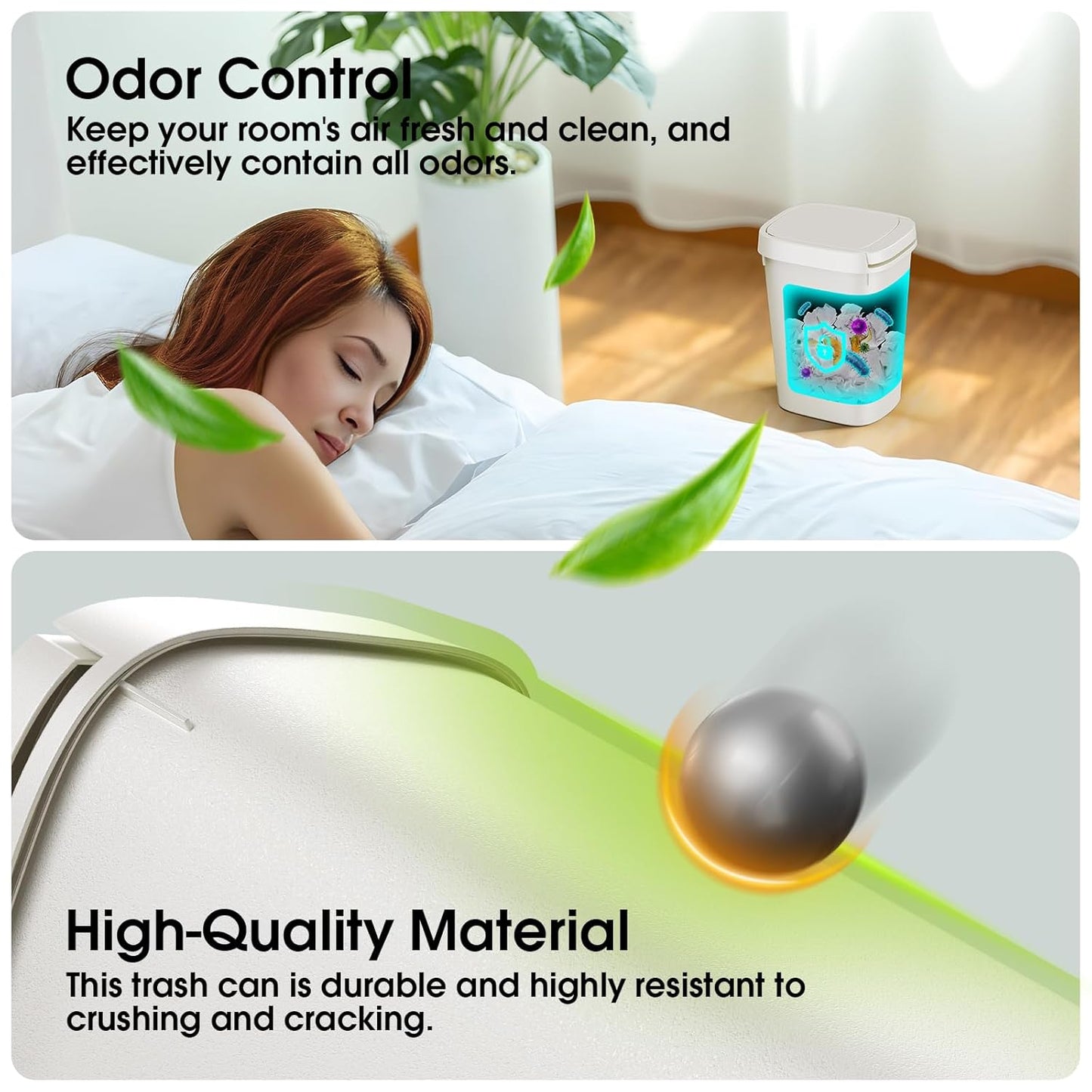 CEROELDA 3 Pack Bathroom Trash Can with Lid, 10L/2.6 Gal Small Garbage Can with Press Top Lid, Slim Plastic Waste Basket for Toilet, Office, Bedroom (Muti 1)