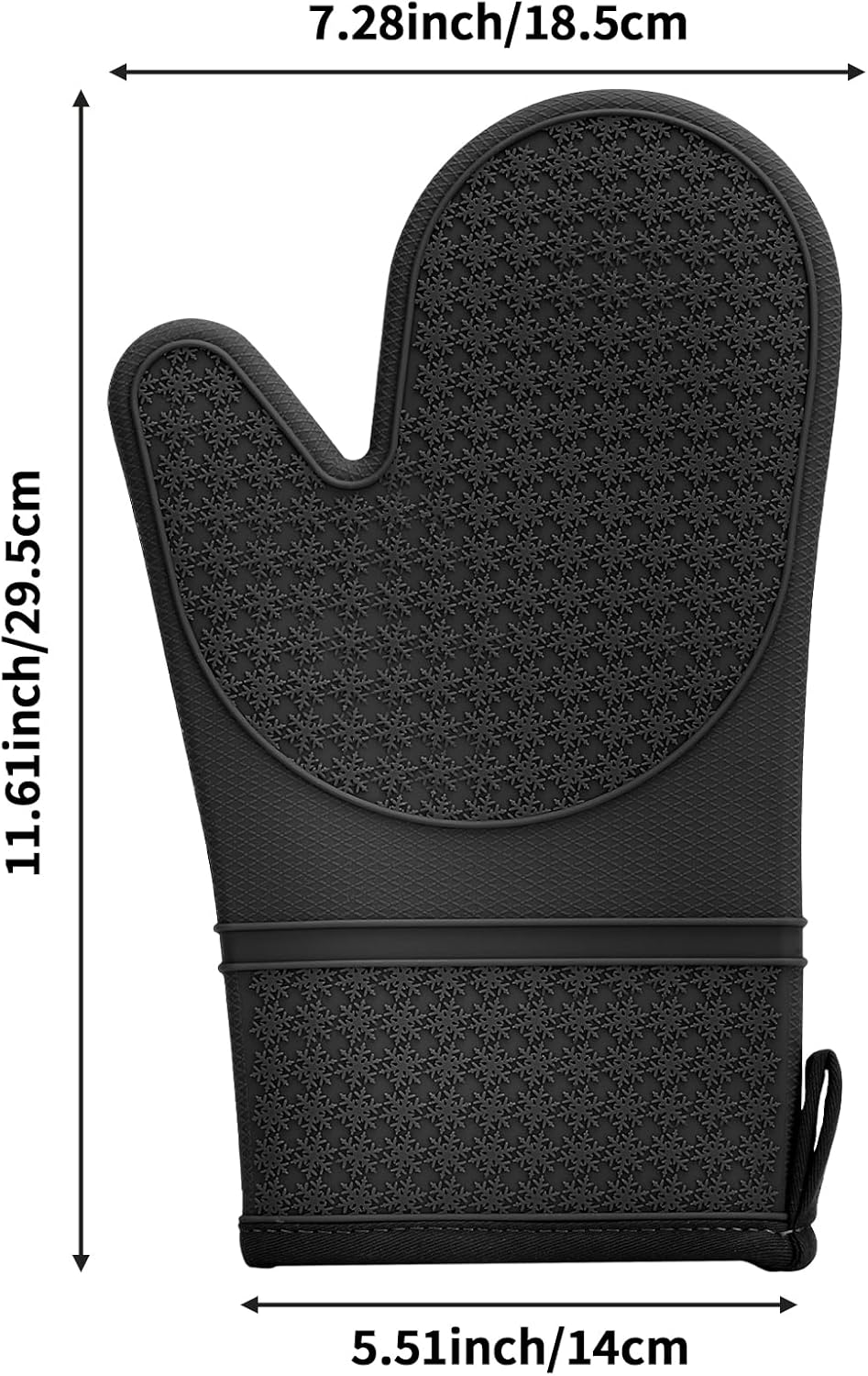 Hovico Silicone Oven Mitts, Heat Resistant 500F Kitchen Mitts 2PCS, 11.6" BPA-Free Soft Baking Gloves, Non-Slip Grip Oven Gloves with Soft Cotton Lining for Kitchen Cooking Baking BBQ - Black