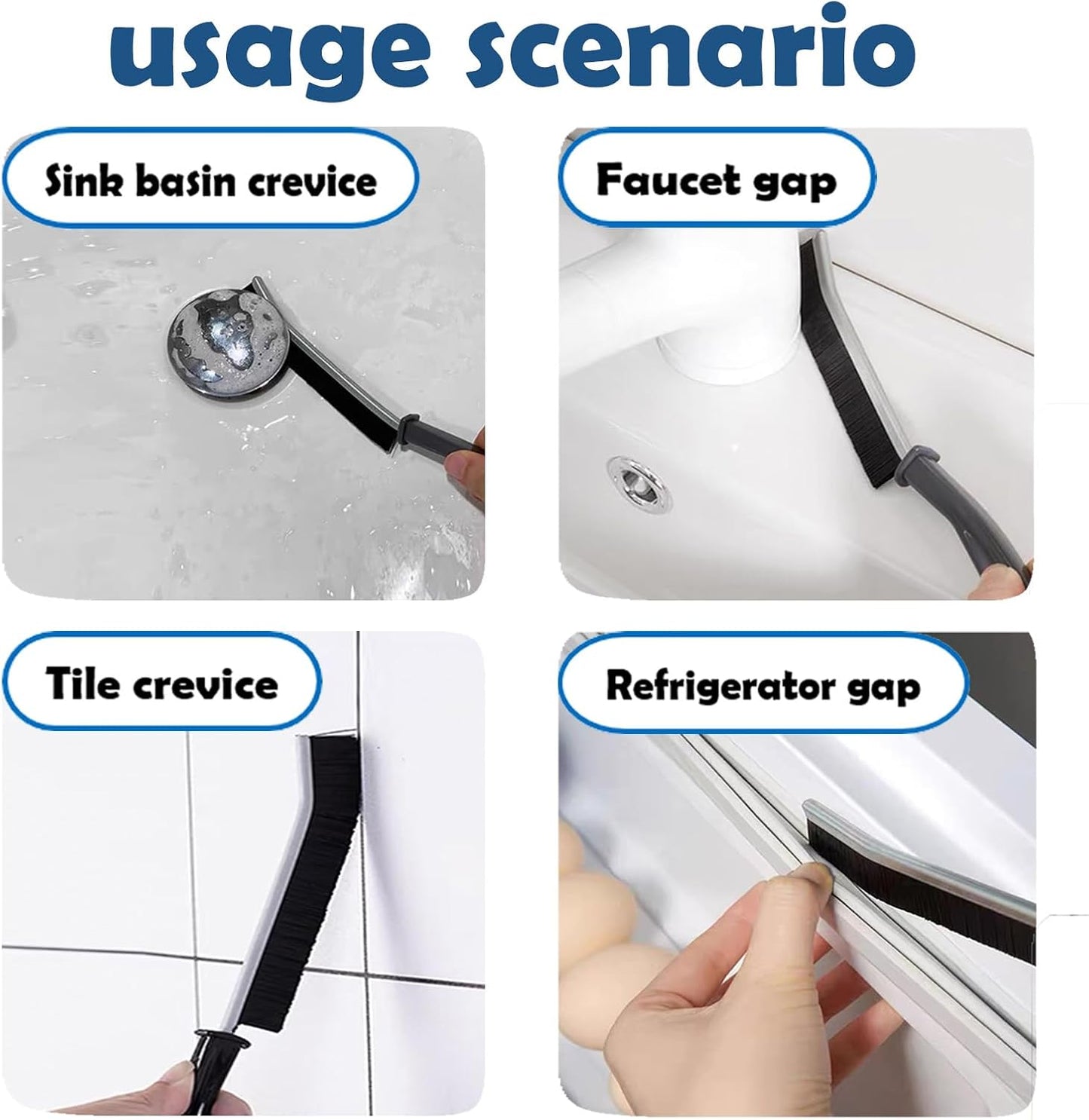 Betanull Crevice Cleaning Brush Set, Multi-Purpose Hard Bristle Brushes for Deep Cleaning Kitchen, Bathroom, Grout, Sink, Cup, Teapot, Bottle, Blender, Corners, Tight Spaces & More