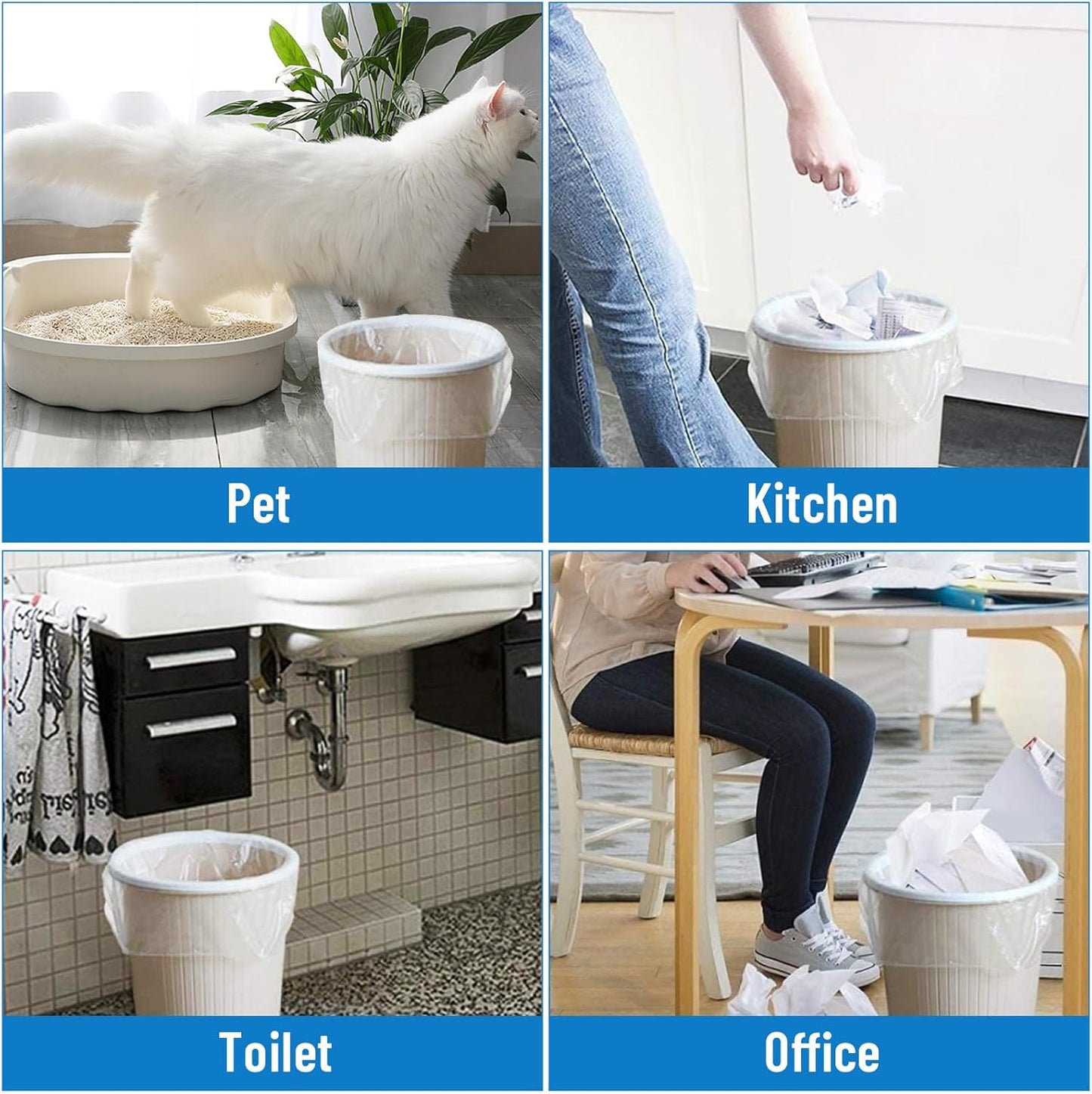 LainNeala Small Trash Bags 4 Gallon, 100 Count Small Garbage Bag Bathroom White Mini Trash Bag Trash Can Liners Unscented Small Garbage Bags for Bathroom Can