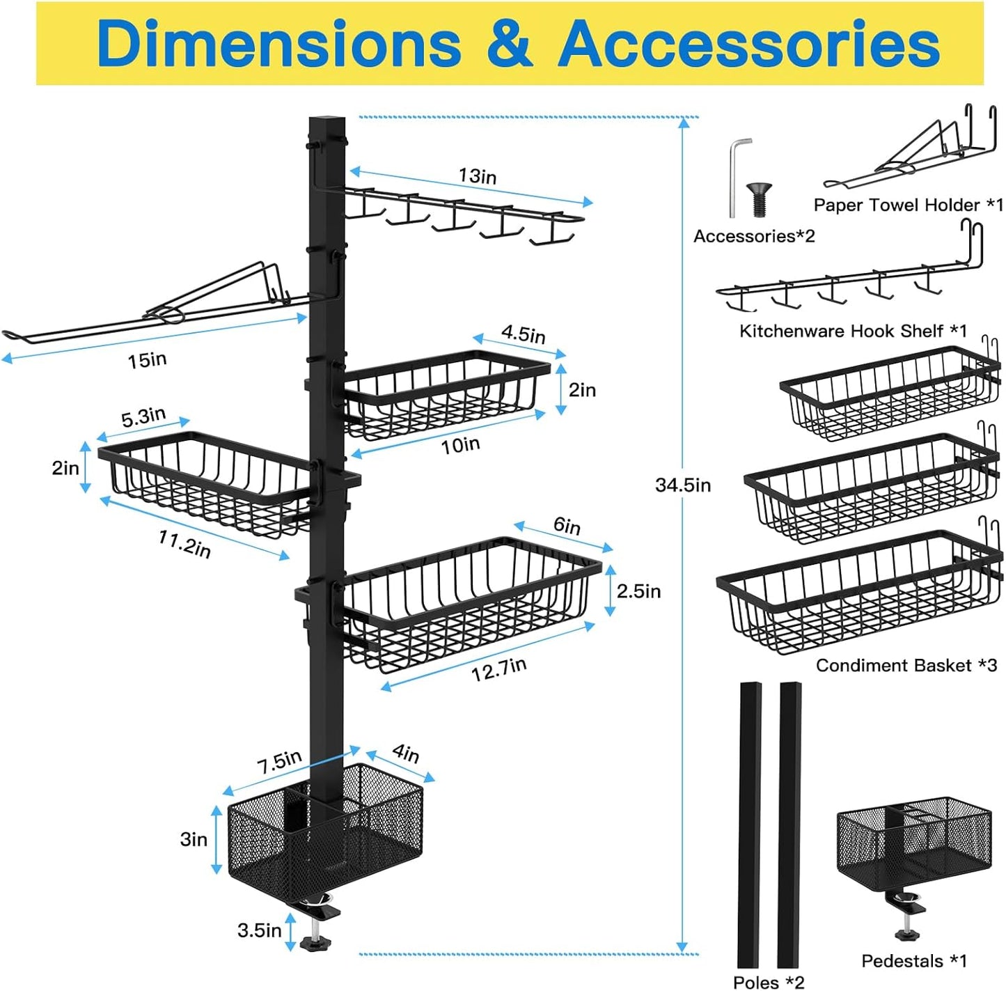 Griddle Caddy Organizer for Blackstone Griddle Accessories, BBQ Grill Picnic Utensil Condiment Caddy with Paper Towel Holder, Outdoor Kitchen Accessories for Camper, Gifts for Men, Dad