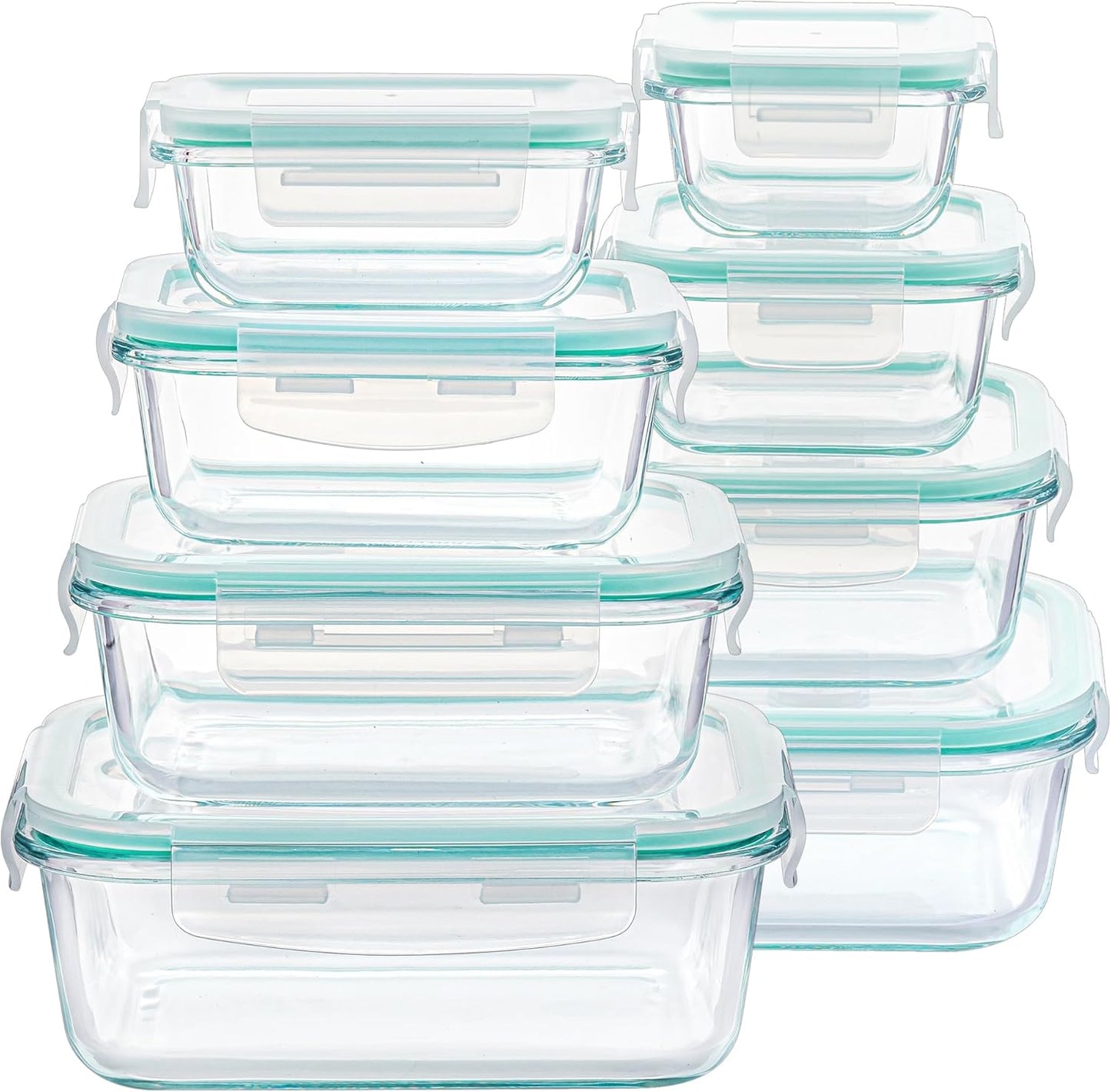Vtopmart 8 Pack Glass Food Storage Containers with Airtight Lids, Glass Meal Prep Containers, Lunch Office Meal for Microwave, Oven, Freezer and Dishwasher, BPA Free