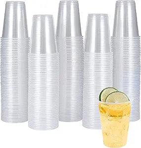 Turbo Bee 7oz Plastic Cups 300 Pack, Disposable Clear Party Cups for Home, School, Office & Events | Small Transparent Tumblers for Drinks, Samples & Commercial Use