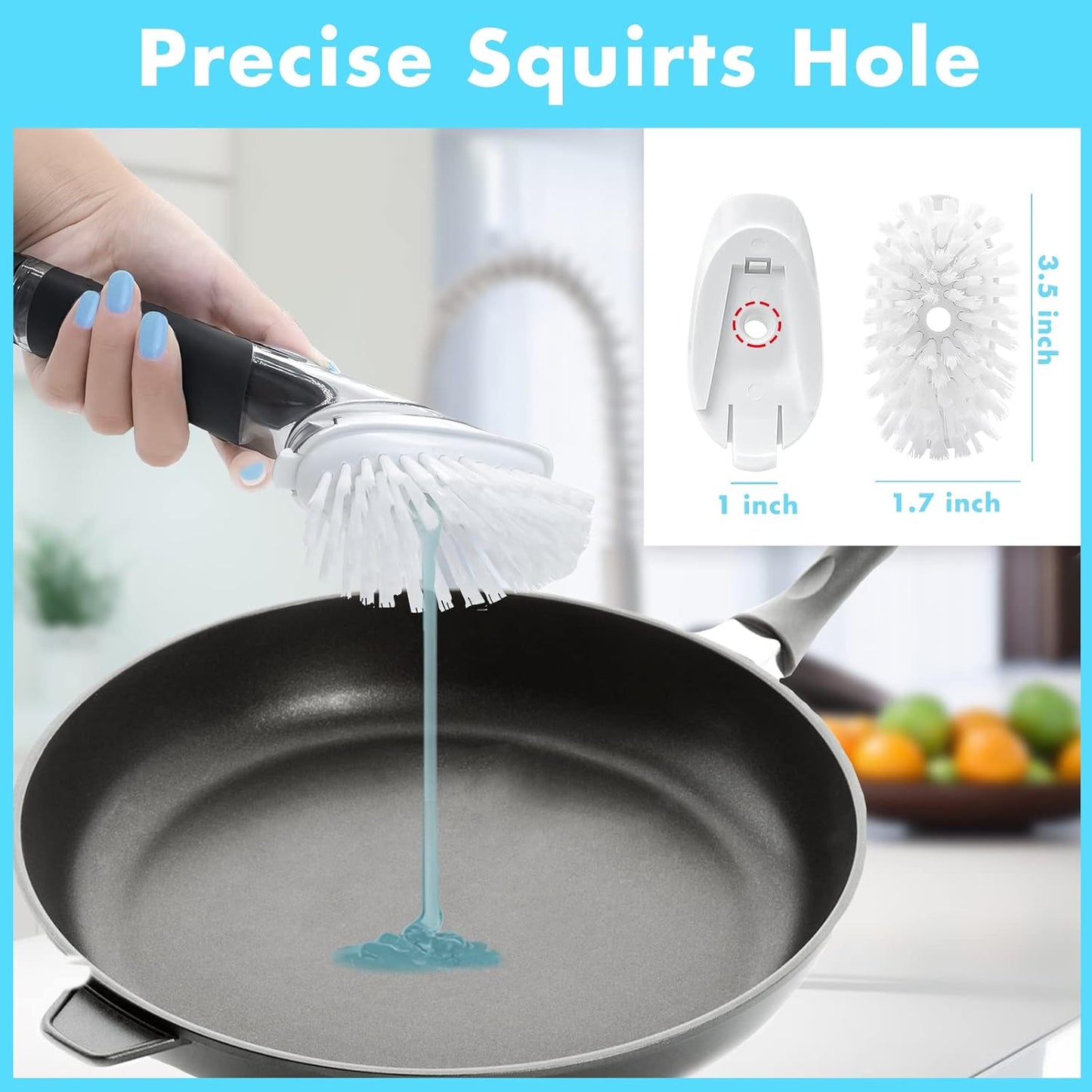 Dish Brush Refill, 4 Pack Dish Brush Replacement Head for OXO Dish Brush, Brush Dispenser Refill Fits Soap Dispensing Handle