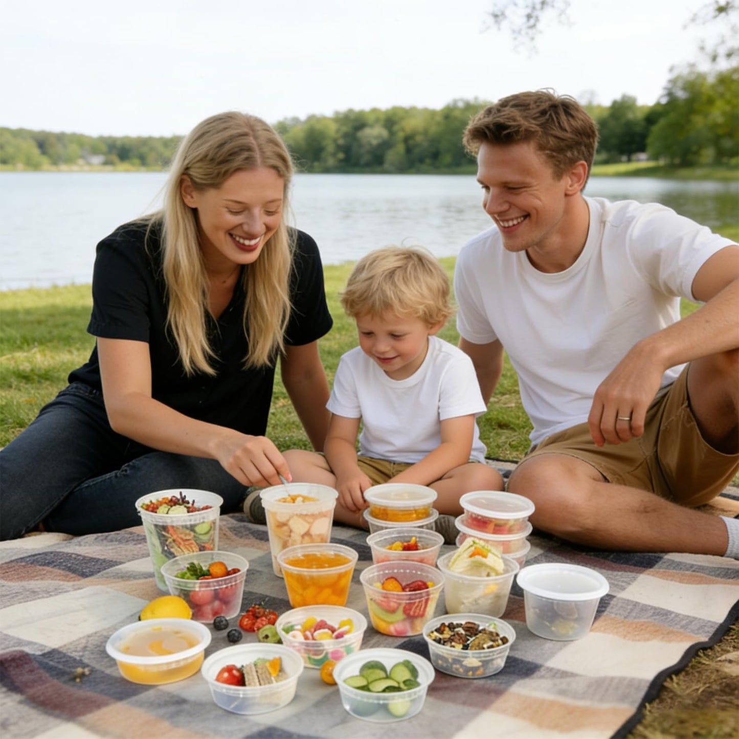 120 Sets (220-Piece) Deli Containers with Lids, 32/24/16/12/8 OZ X 20 Set Each,20 Spoons,Leak-Proof Plastic Airtight Takeout Meal Prep StorageBPA Free,Freezer/Microwave/Dishwasher Safe