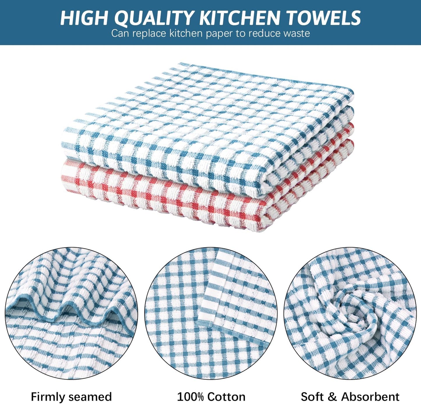 Nialnant 8 Pcs Kitchen Dish Rags,100% Cotton Soft Absorbent Quick Drying Dish Cloths for Kitchen,Washing Dishes,Cleaning rags-11 x 11In