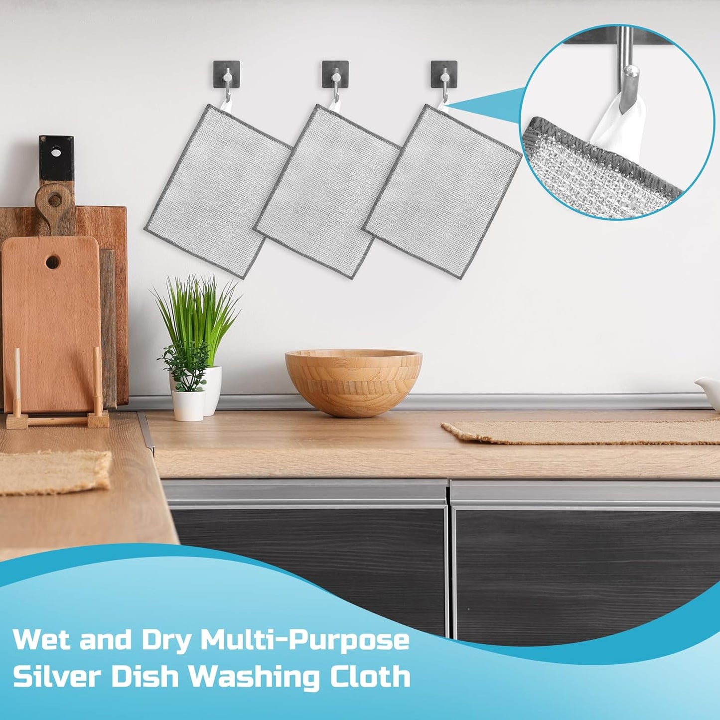 Forggon12 Pcs New Upgrade 3-Layer Metal Dish Cloth, No Scratches and No Odor, Multipurpose Wire Dishwashing Rag for Wet and Dry, Kitchen Cleaning DishRags,Sinks,Dishes,Stove Top, Dimensions(7.08X8.86)