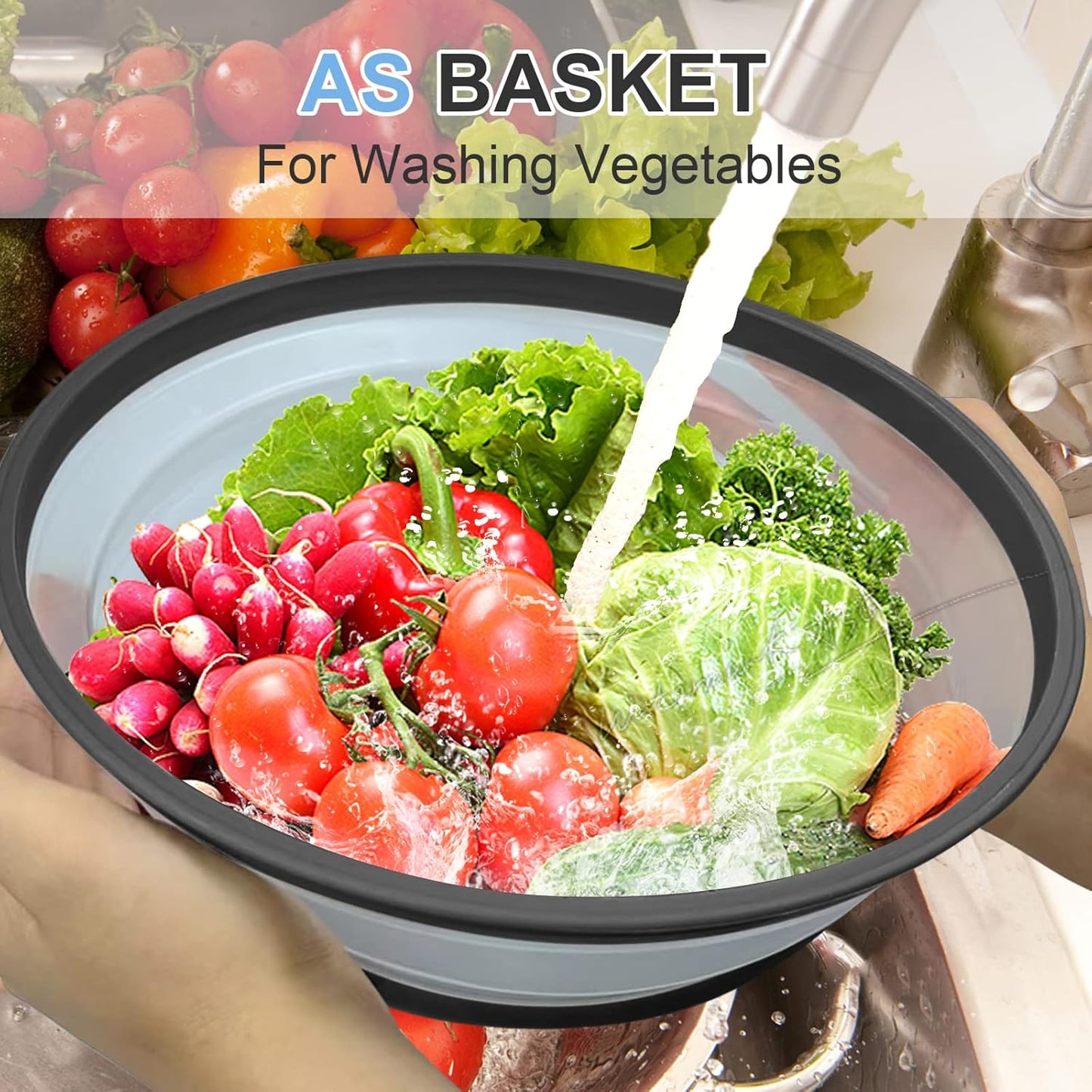 LekDrok 10 Inch Microwave Food Cover & Collapsible Silicone Mat - Splatter Guard, Plate Holder & Kitchen Colander for Meal Prep, Charcoal