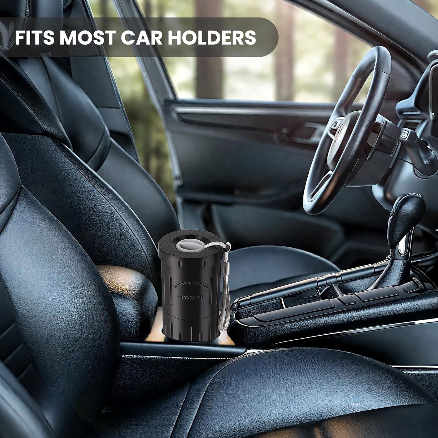 Sunflower Seed Spit Cup, with Seed Storage & Shell Disposal. 3D Printed Portable Pistachios Snack Nut Bowl Cup for in-Car, Road Trip & Ball Games. Seed Lovers Gift (Black)