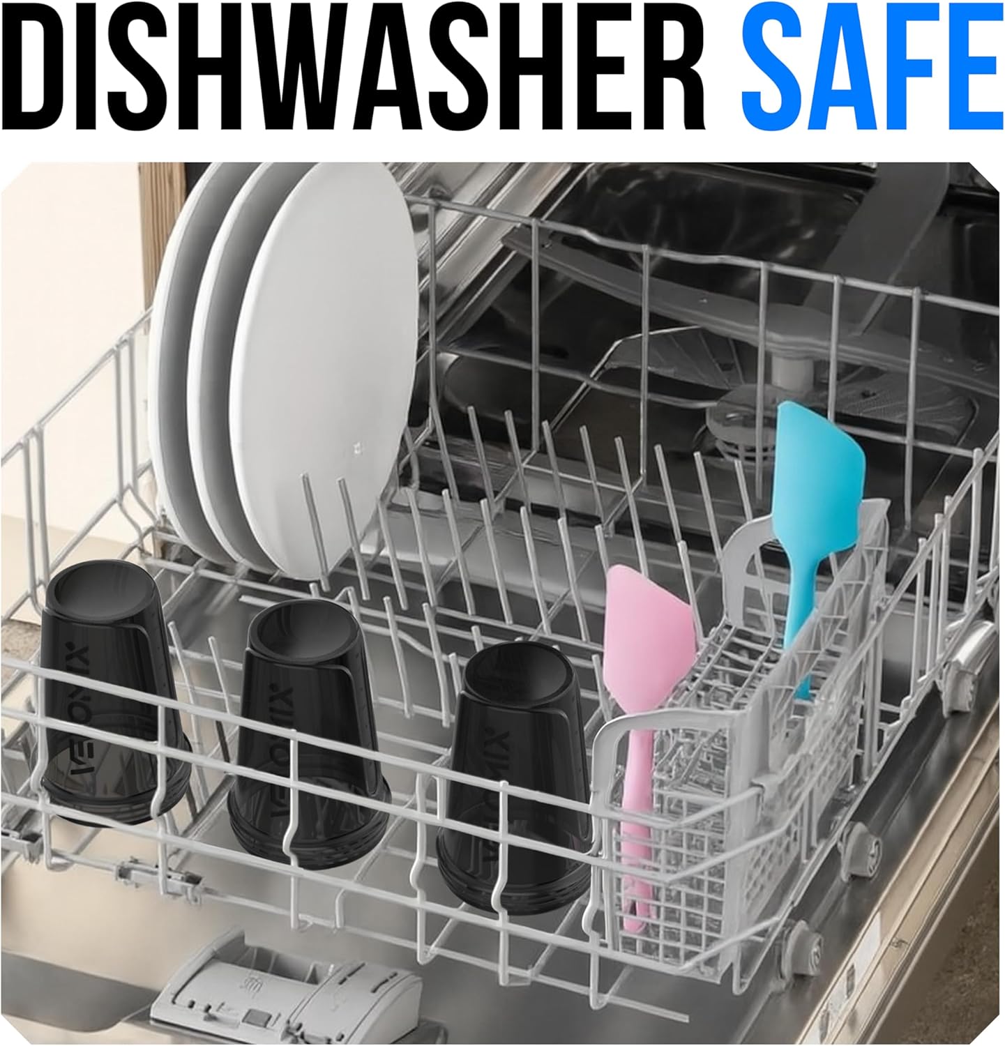 VELOMIX -6 PACK- Shaker Cups for Protein Shakes 20 oz - 6x Wire Whisk | Leak Proof Protein Shaker Bottle for Protein Shakes, Shaker Bottle Pack for Pre & Post Workout, Shaker Cup (ALL IN BLACK)