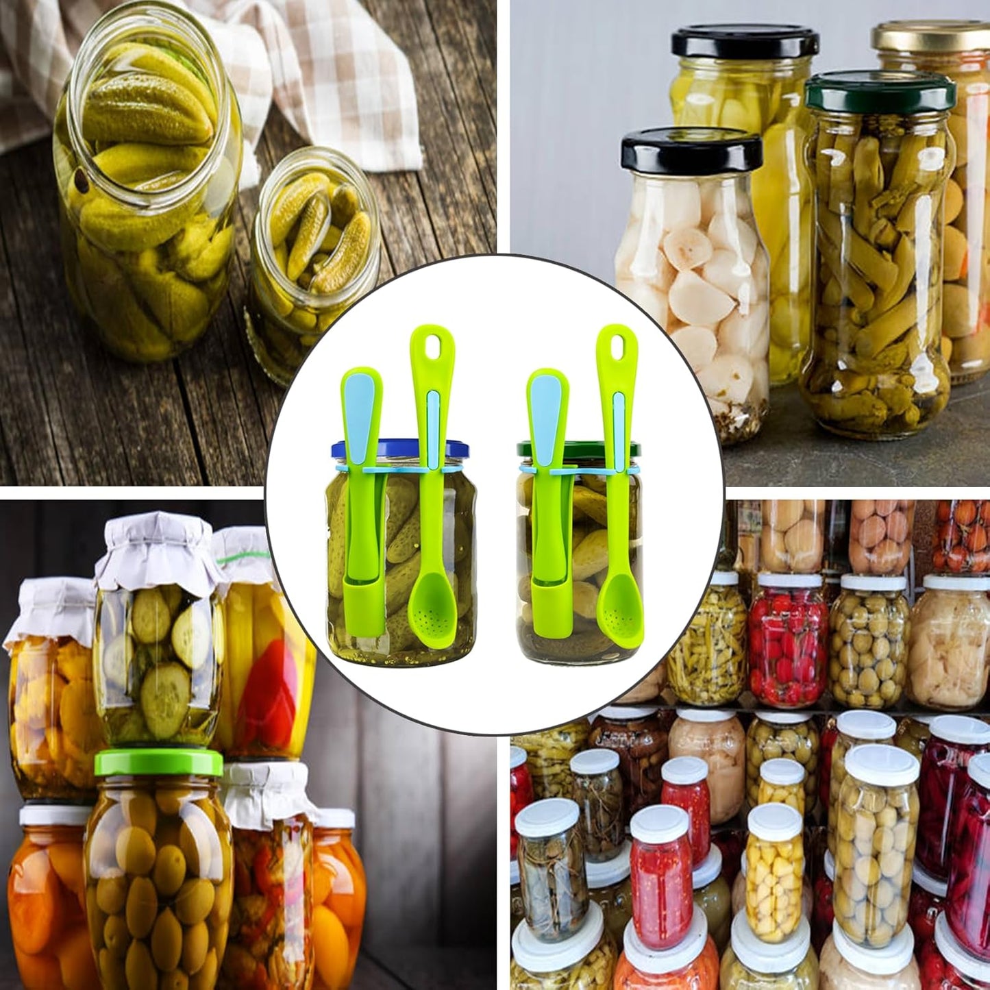 2 Pack Olive Spoon & Pickle Fork Grabber Tool, Picker for Jar, Kitchen Gadget